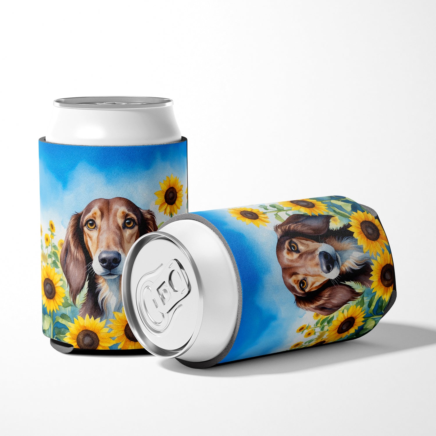 Saluki in Sunflowers Can or Bottle Hugger