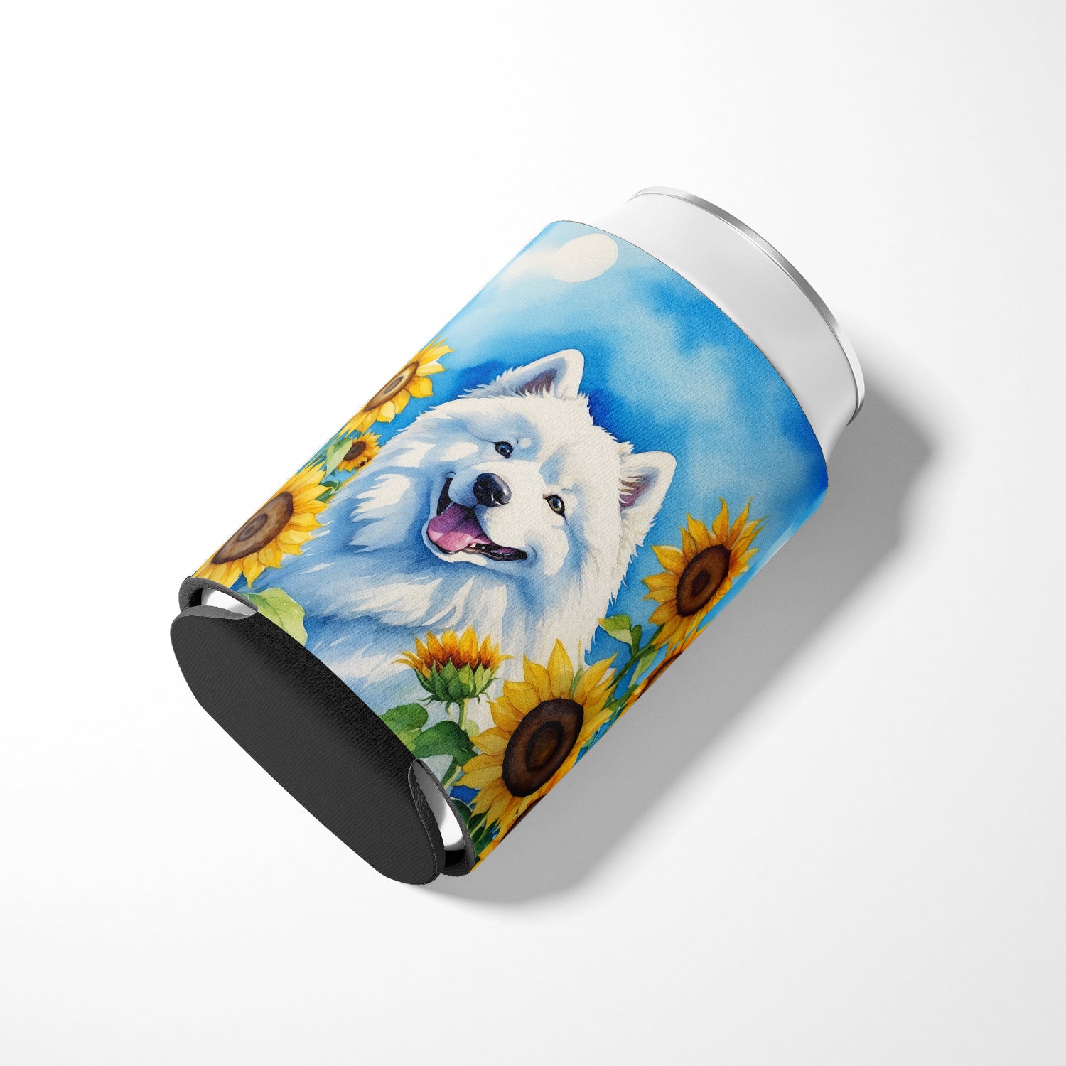 Samoyed in Sunflowers Can or Bottle Hugger