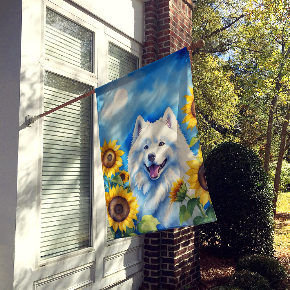 Buy this Samoyed in Sunflowers House Flag