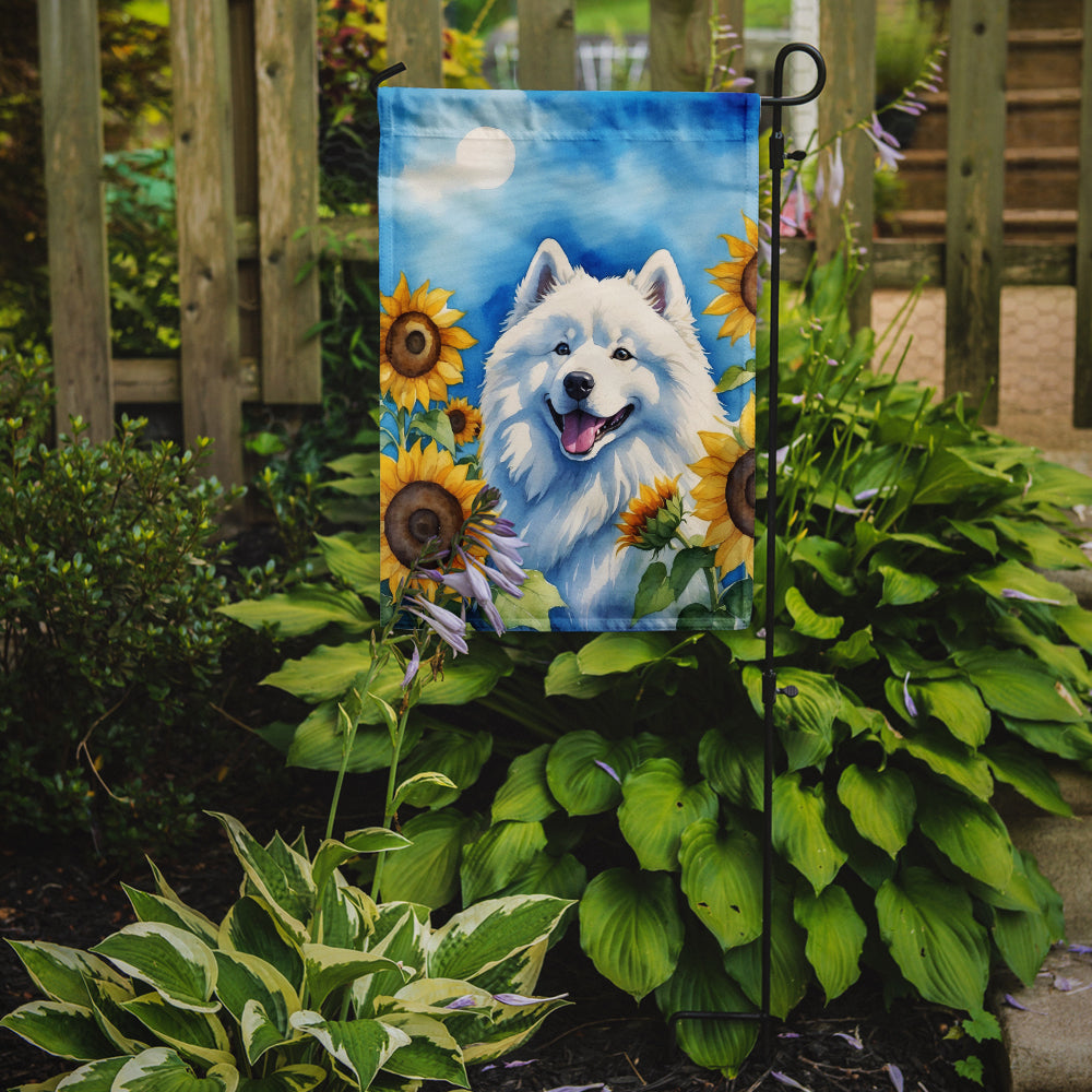 Samoyed in Sunflowers Garden Flag