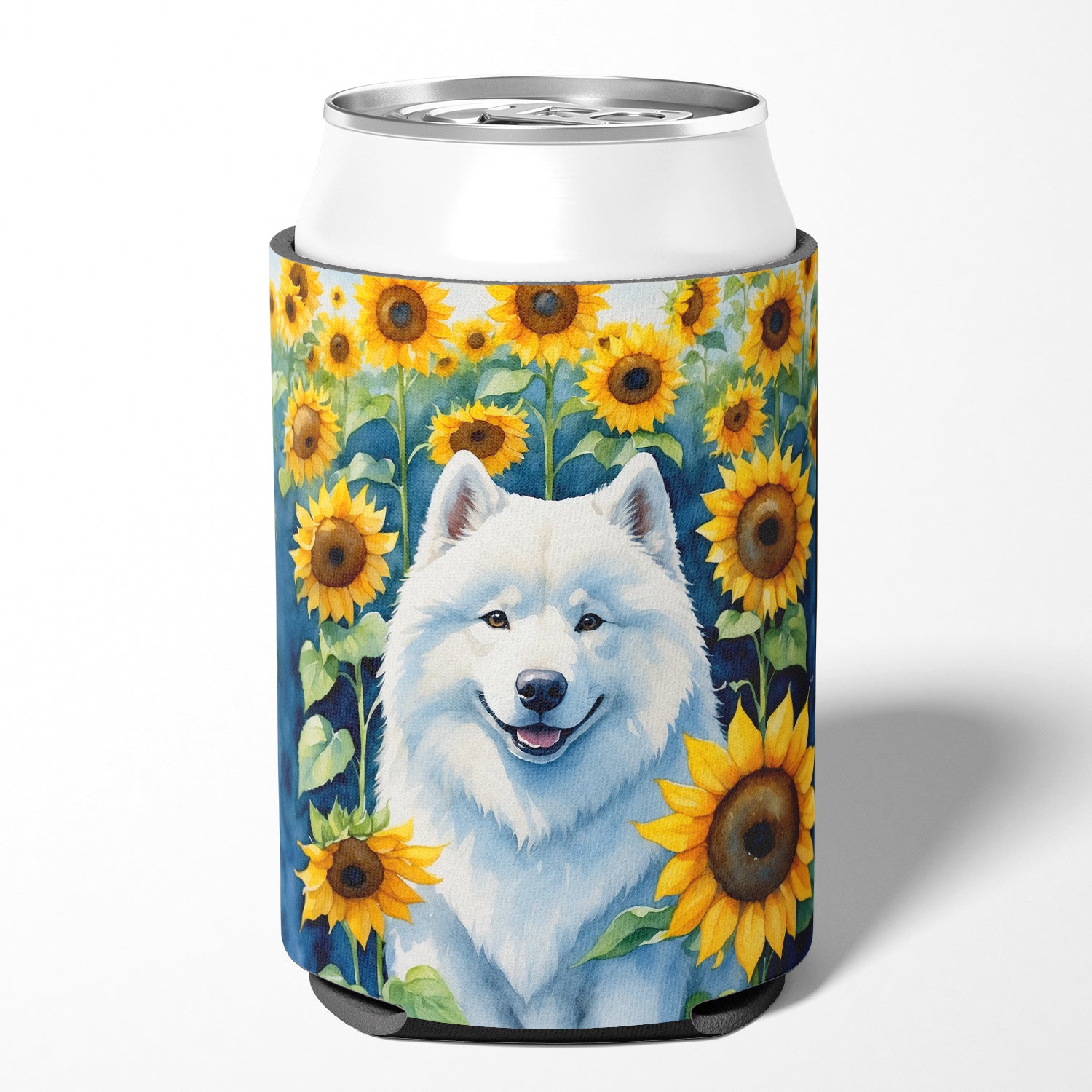 Samoyed in Sunflowers Can or Bottle Hugger