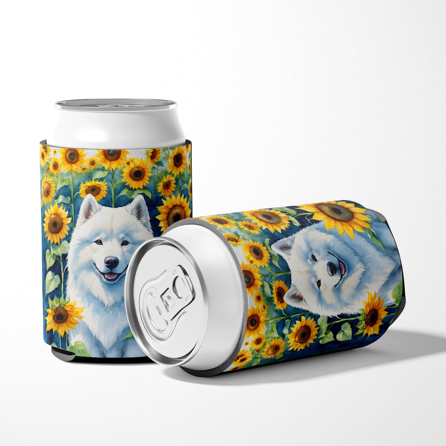 Samoyed in Sunflowers Can or Bottle Hugger