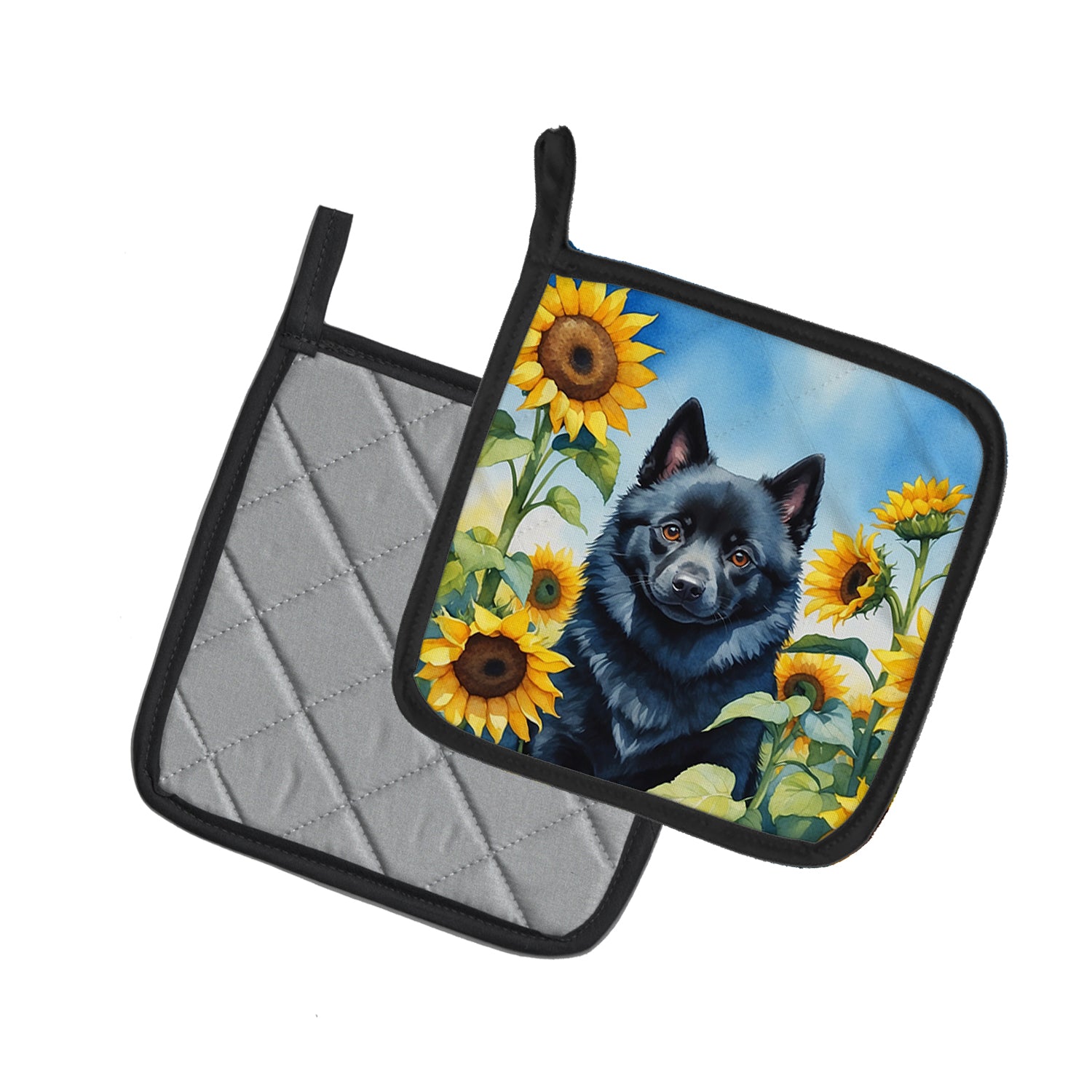 Buy this Schipperke in Sunflowers Pair of Pot Holders