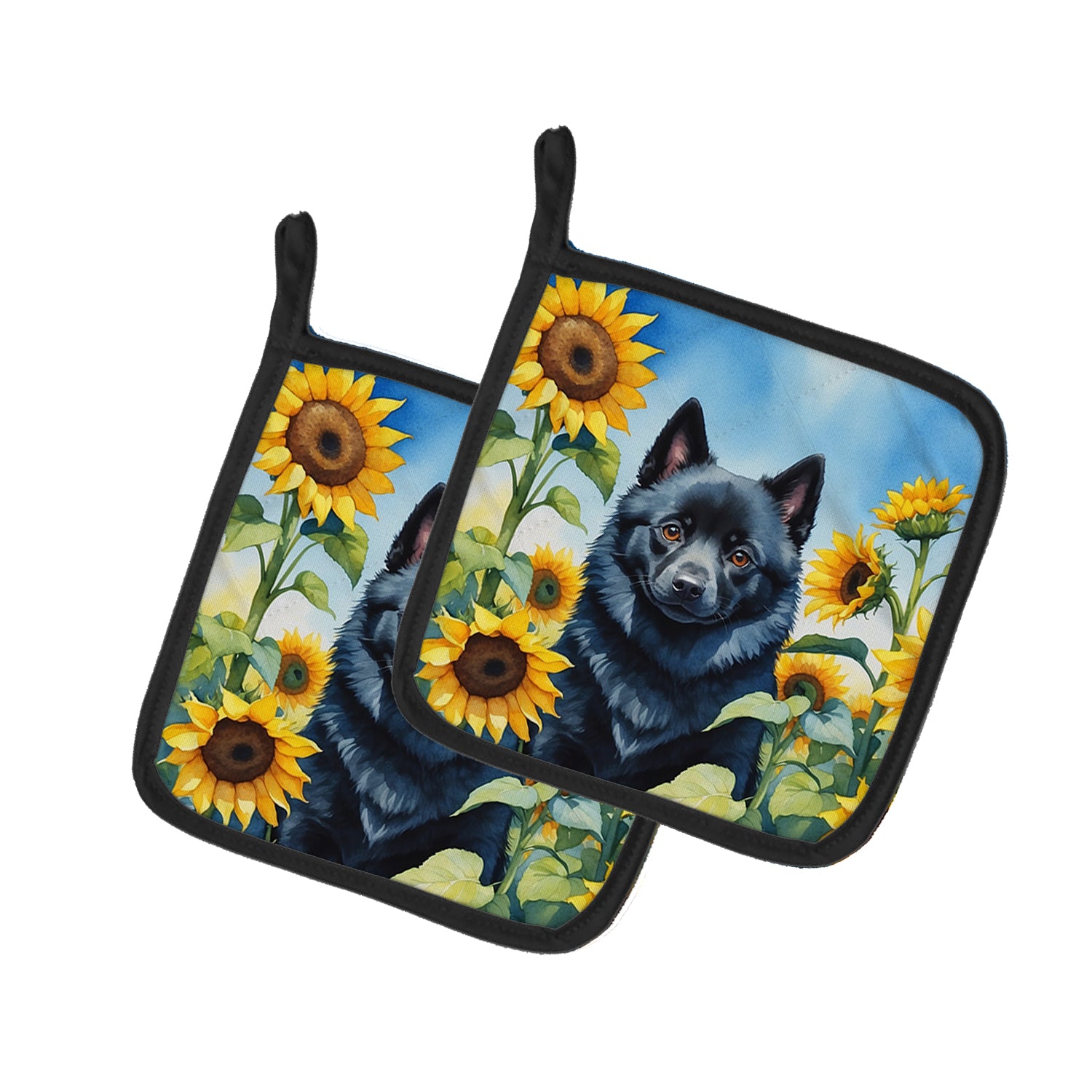 Buy this Schipperke in Sunflowers Pair of Pot Holders