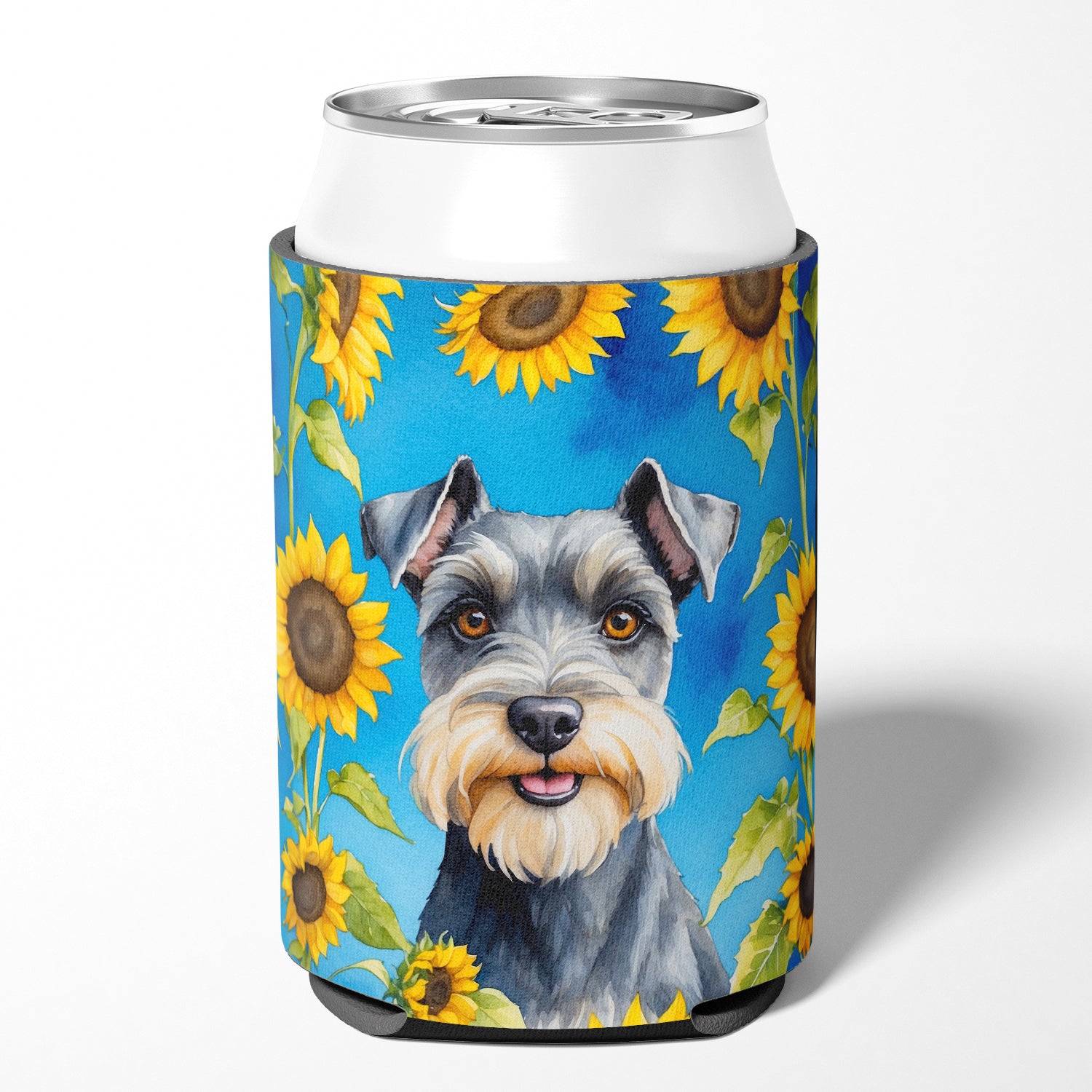 Schnauzer in Sunflowers Can or Bottle Hugger