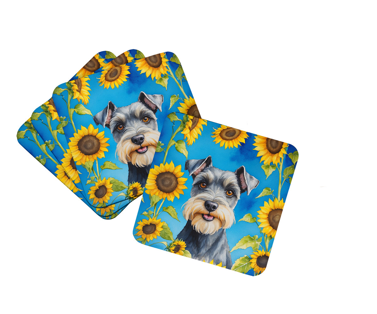 Buy this Schnauzer in Sunflowers Foam Coasters