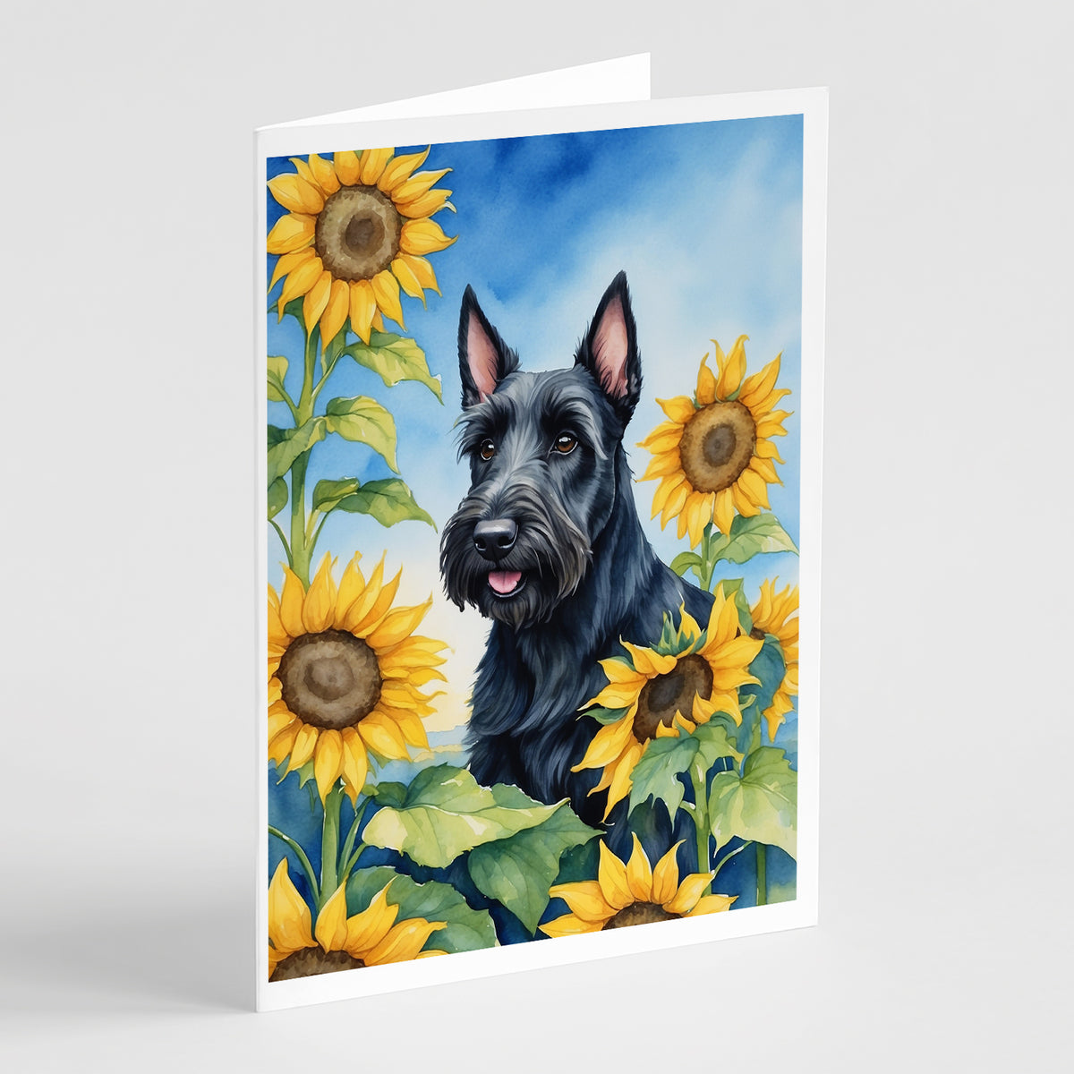 Buy this Scottish Terrier in Sunflowers Greeting Cards Pack of 8