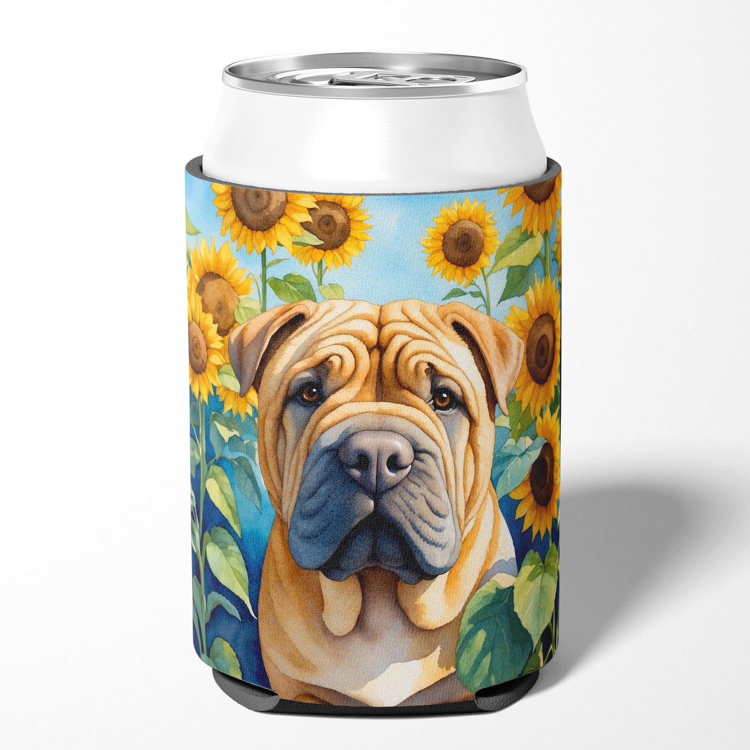 Shar Pei in Sunflowers Can or Bottle Hugger