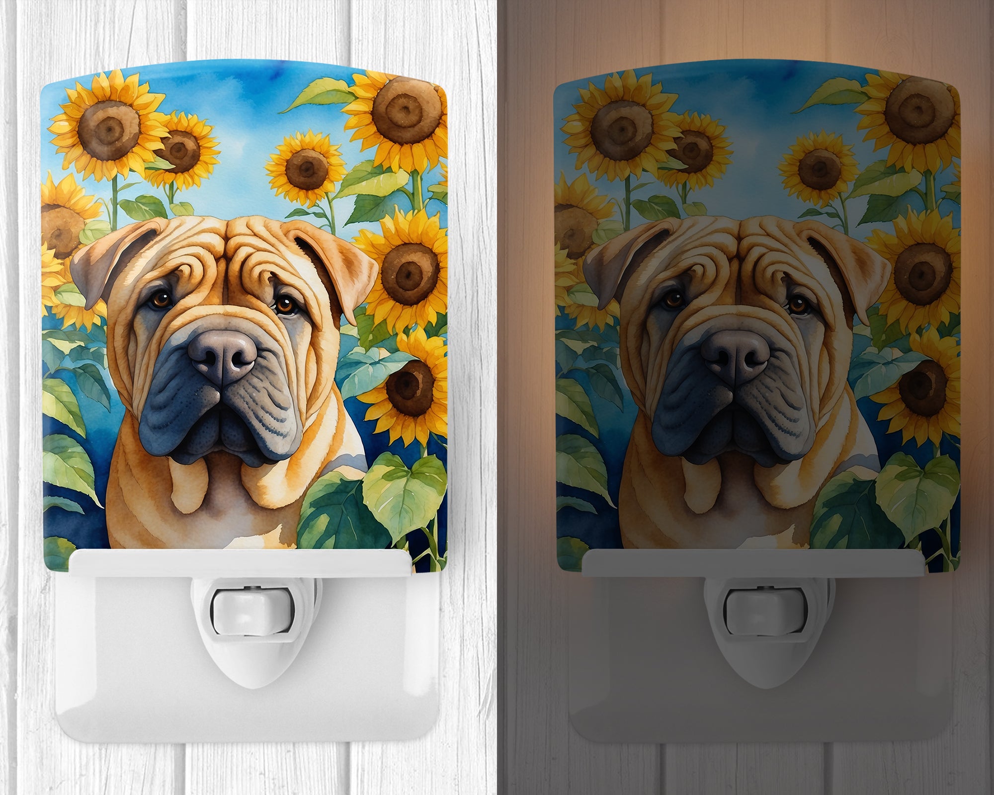 Buy this Shar Pei in Sunflowers Ceramic Night Light