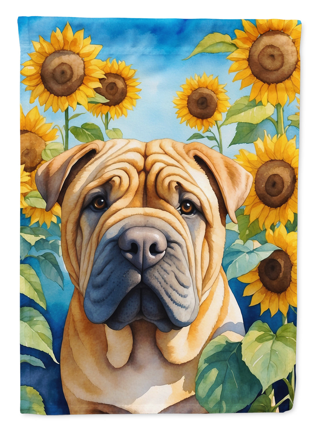 Buy this Shar Pei in Sunflowers Garden Flag