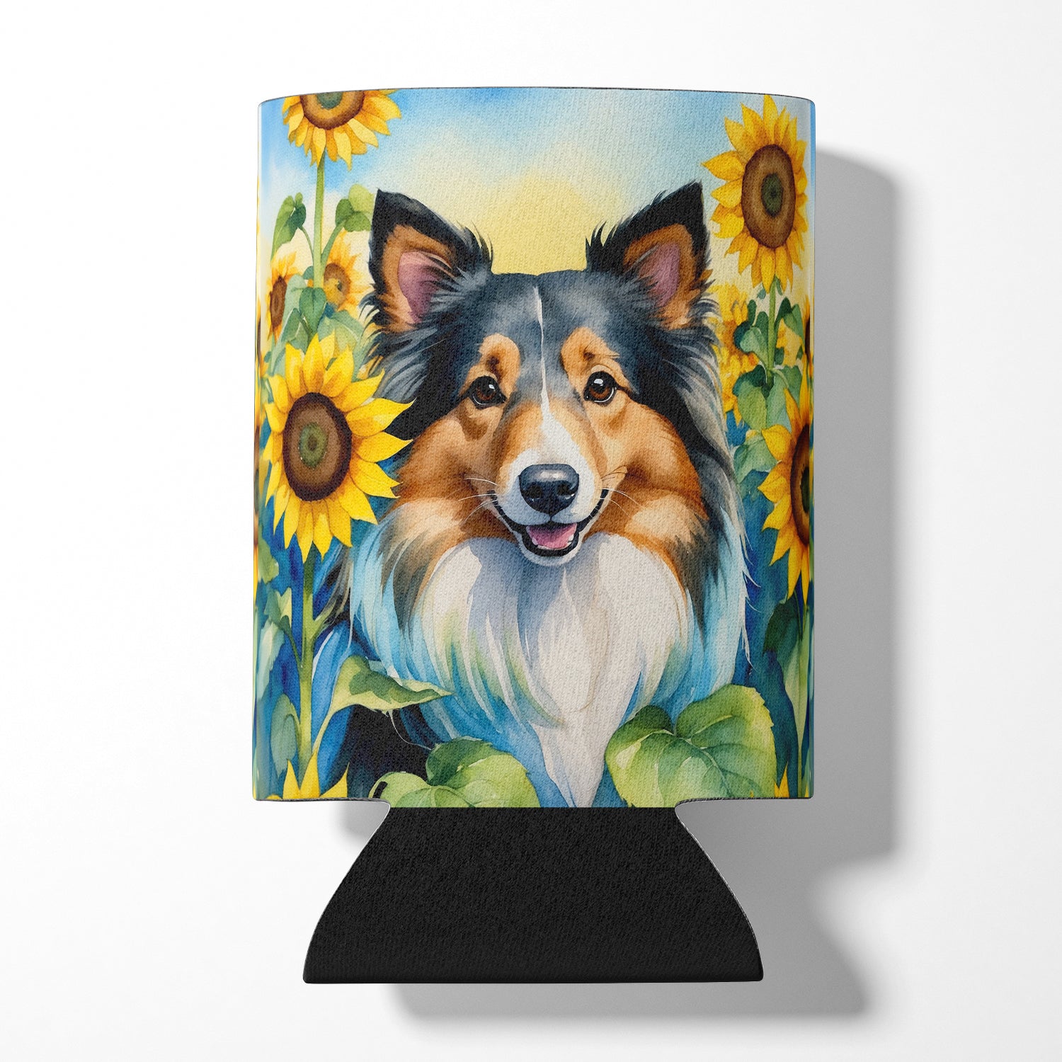 Buy this Sheltie in Sunflowers Can or Bottle Hugger