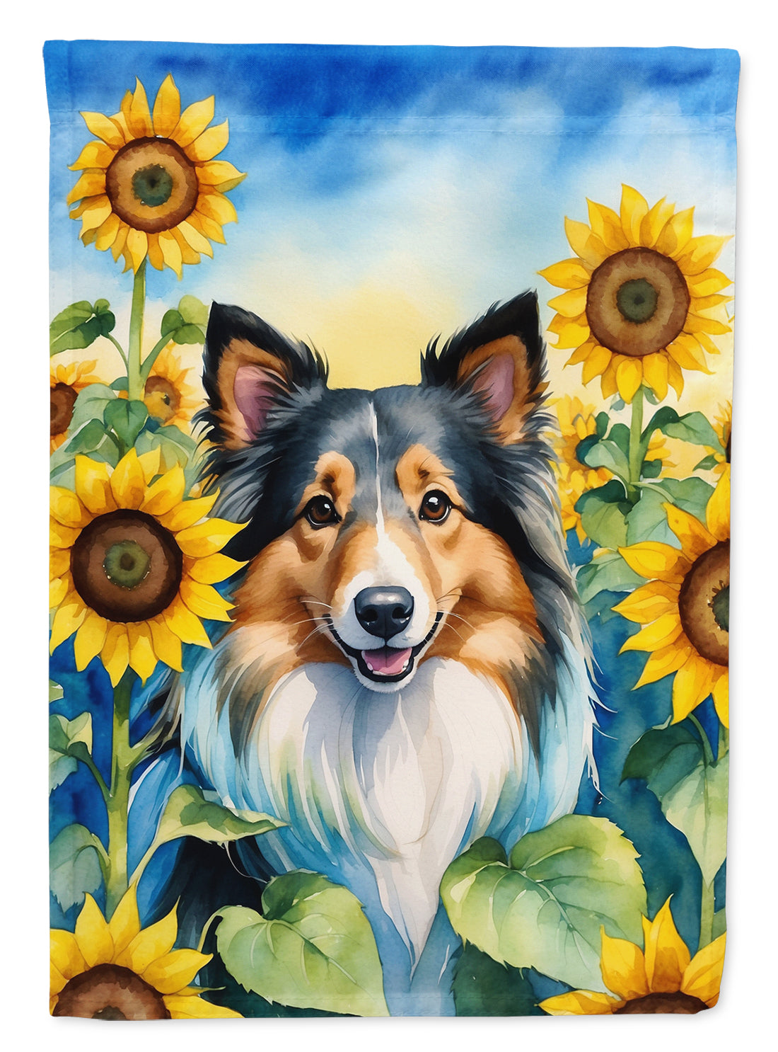 Buy this Sheltie in Sunflowers House Flag