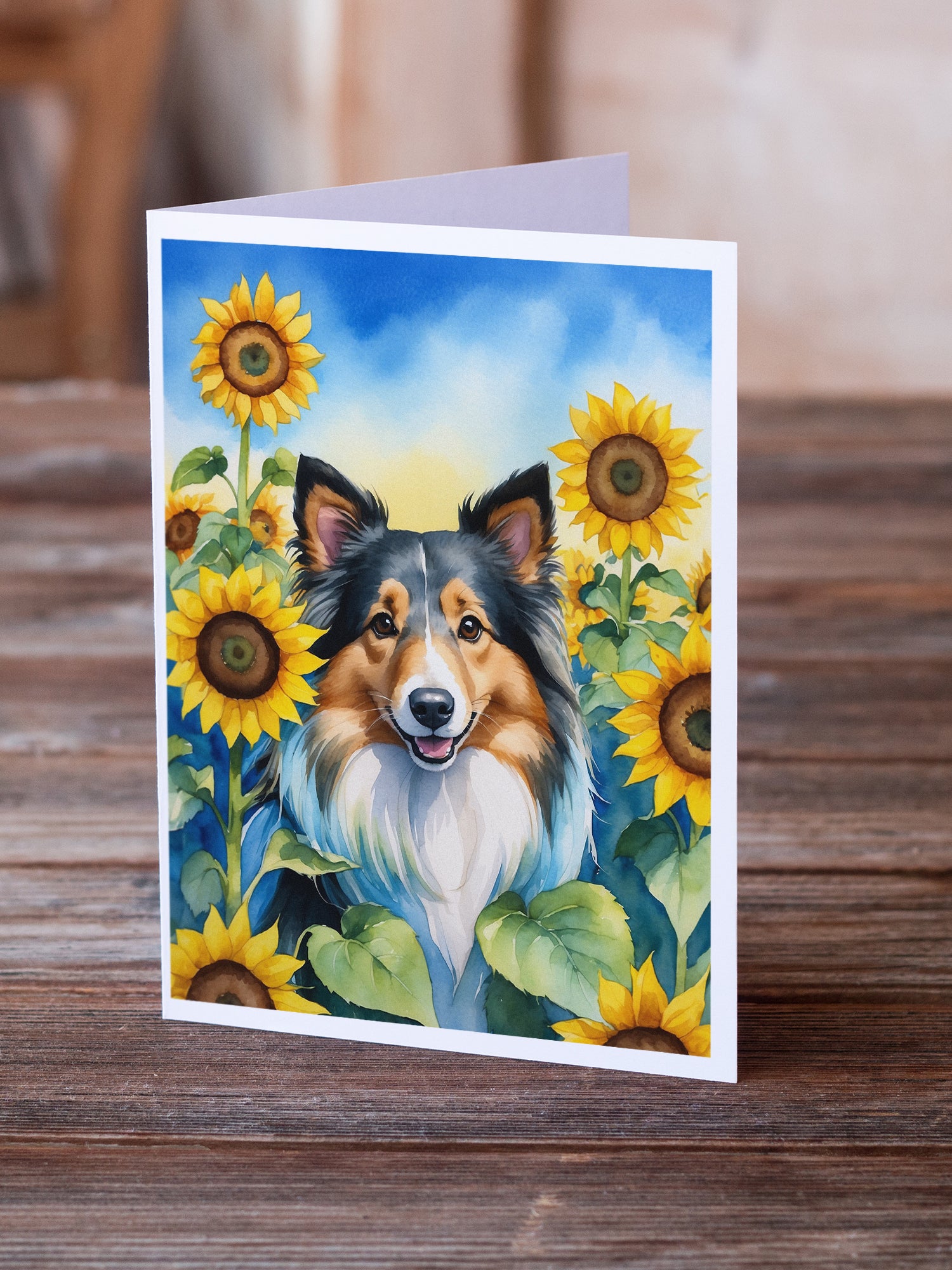 Buy this Sheltie in Sunflowers Greeting Cards Pack of 8