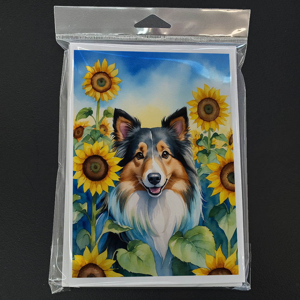 Sheltie in Sunflowers Greeting Cards Pack of 8