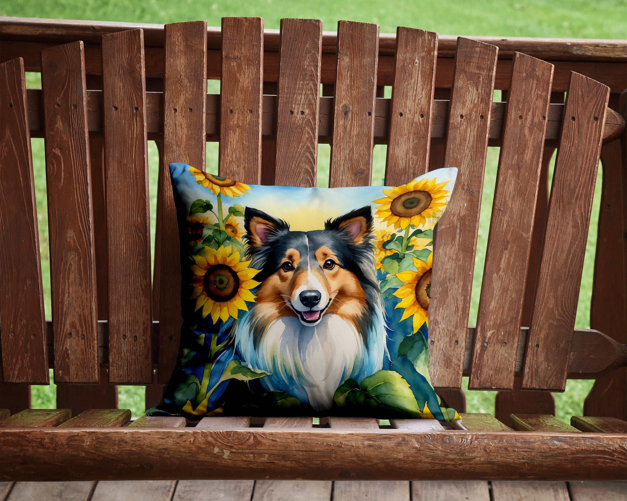 Buy this Sheltie in Sunflowers Throw Pillow