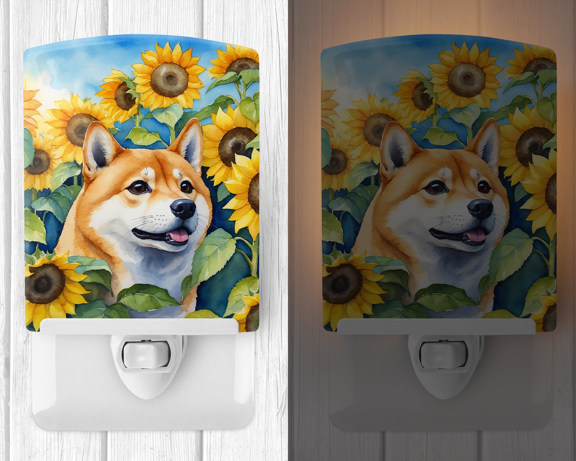 Buy this Shiba Inu in Sunflowers Ceramic Night Light