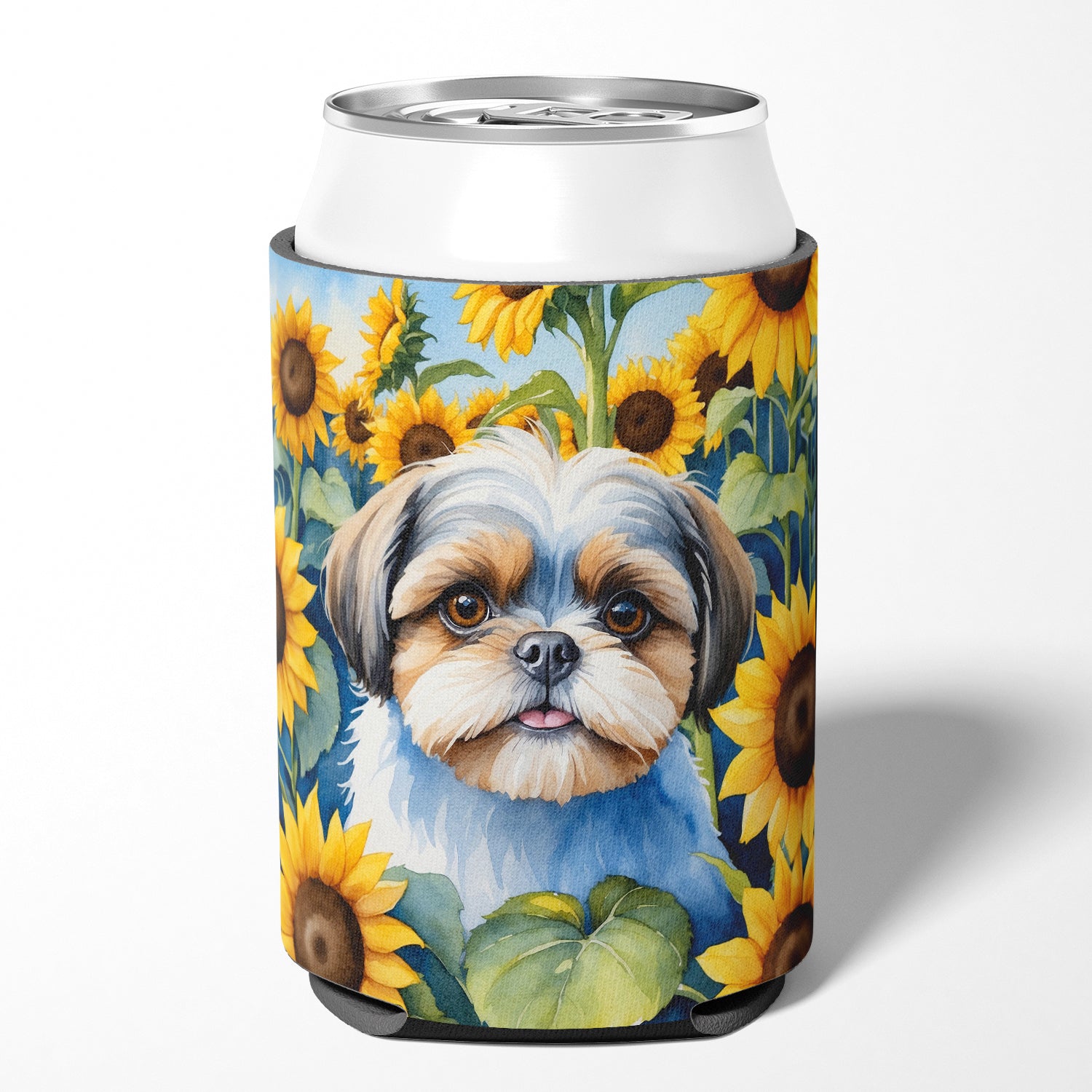 Shih Tzu in Sunflowers Can or Bottle Hugger