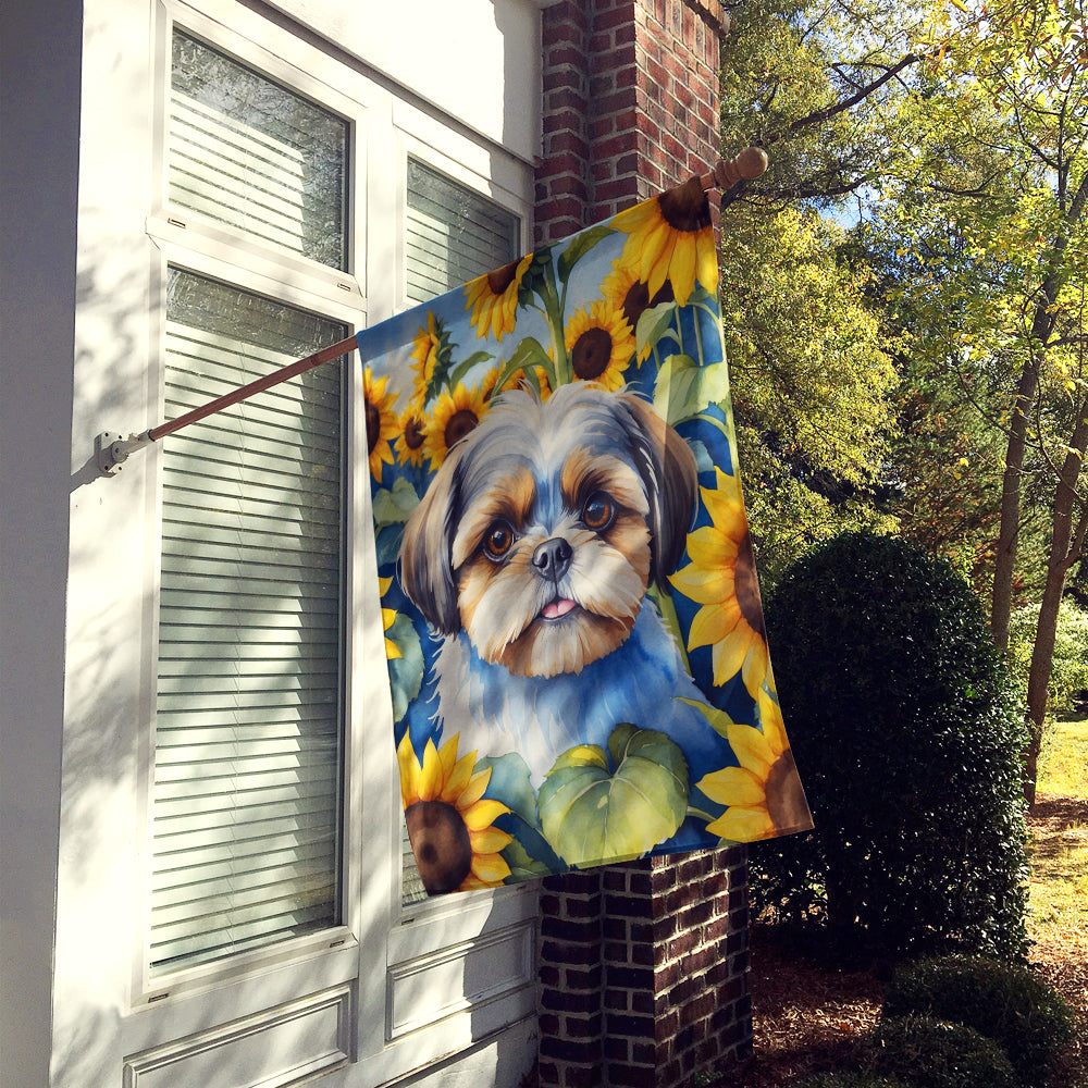 Shih Tzu in Sunflowers House Flag