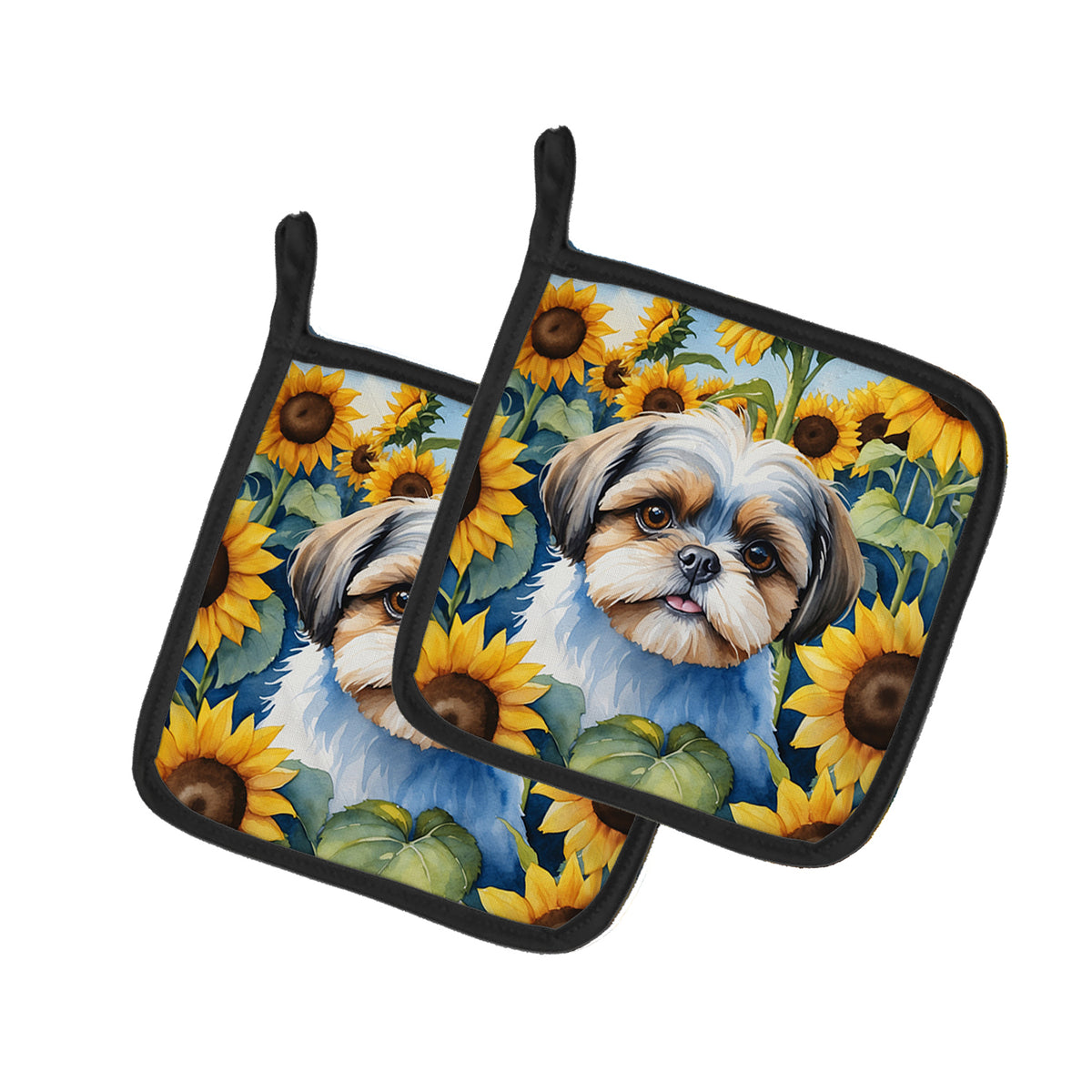 Buy this Shih Tzu in Sunflowers Pair of Pot Holders