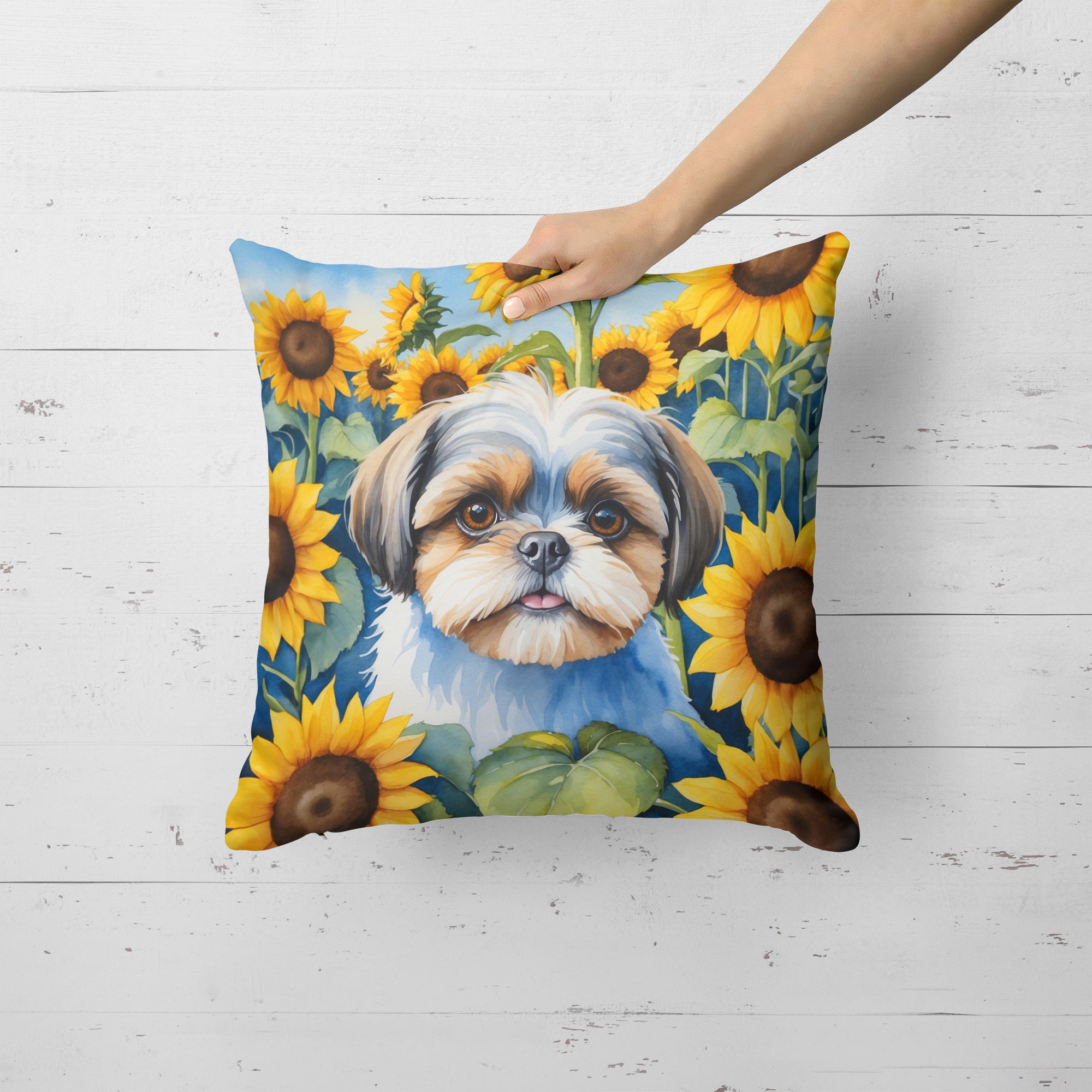 Buy this Shih Tzu in Sunflowers Throw Pillow