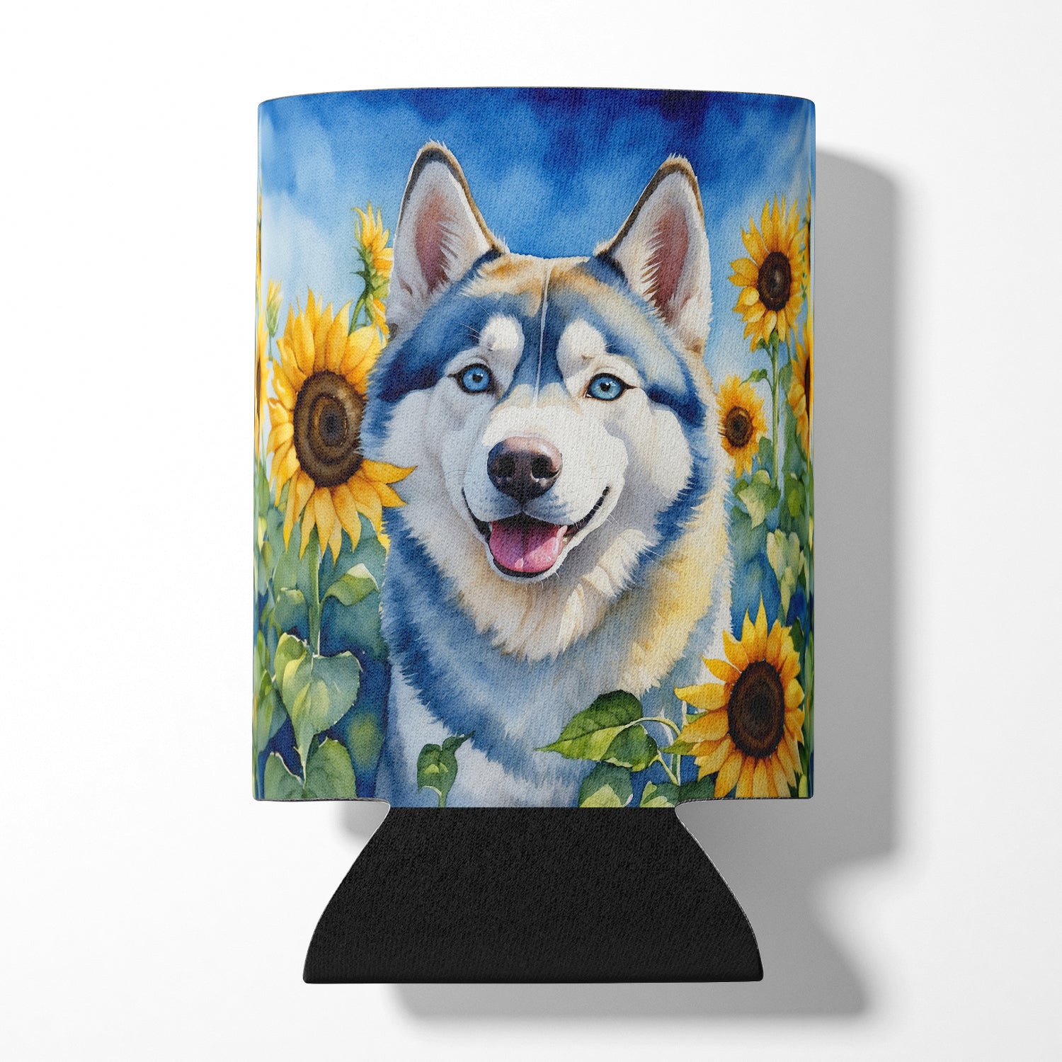 Buy this Siberian Husky in Sunflowers Can or Bottle Hugger