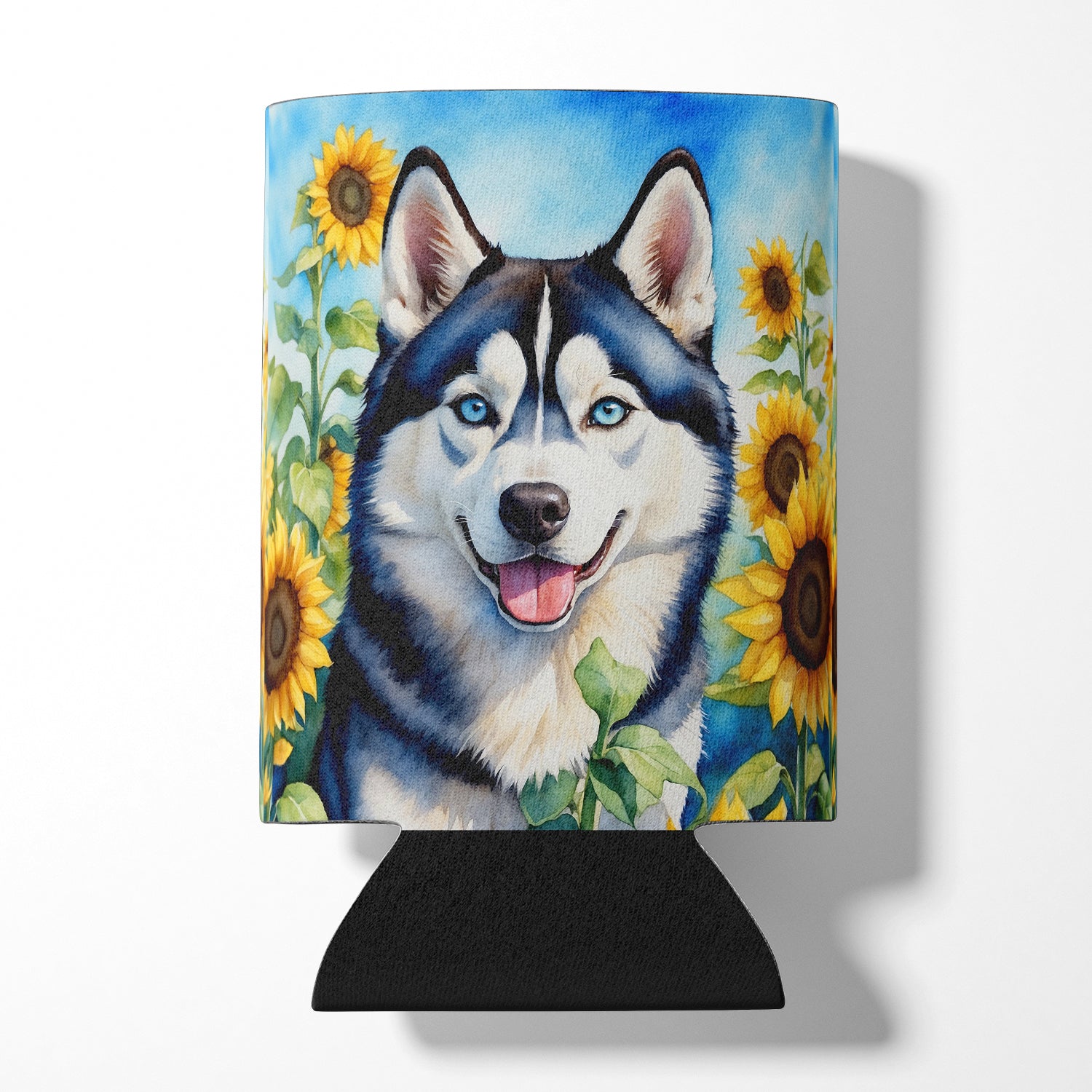 Buy this Siberian Husky in Sunflowers Can or Bottle Hugger