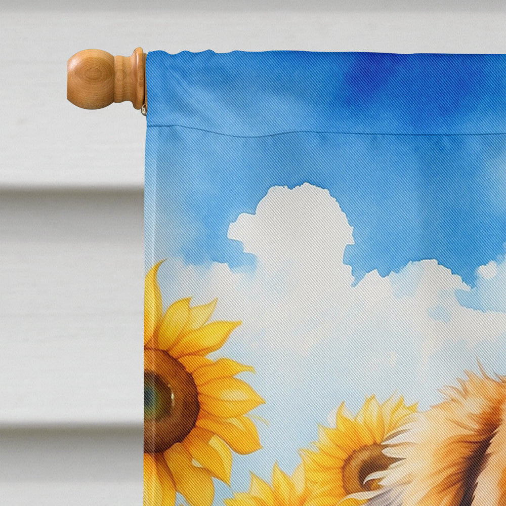 Tibetan Mastiff in Sunflowers House Flag