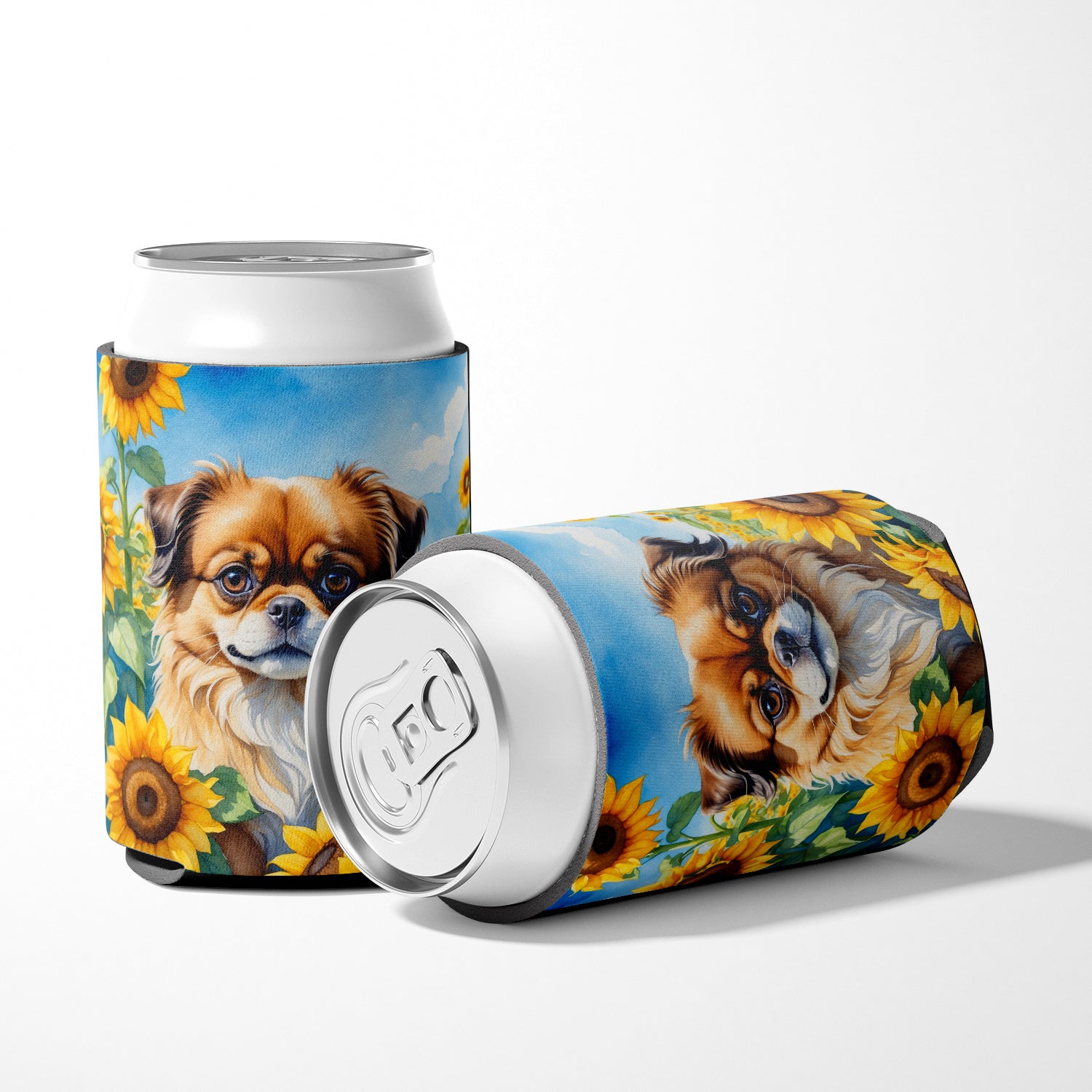 Tibetan Spaniel in Sunflowers Can or Bottle Hugger