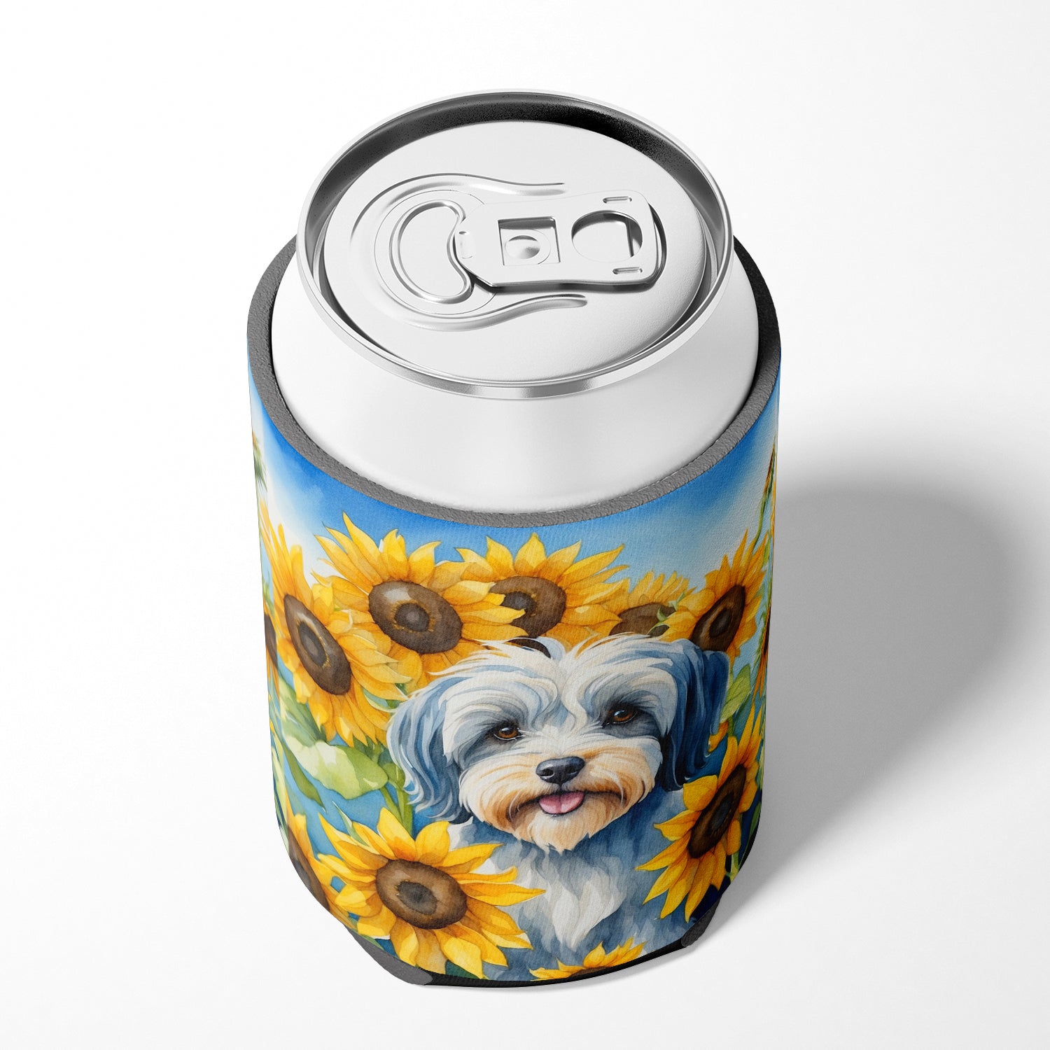 Tibetan Terrier in Sunflowers Can or Bottle Hugger