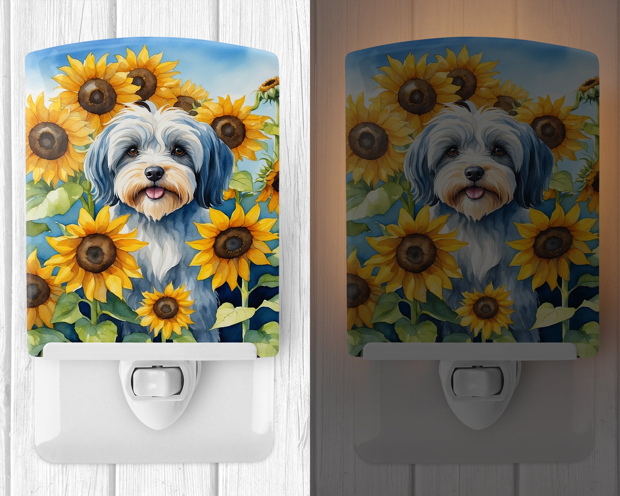 Tibetan Terrier in Sunflowers Ceramic Night Light