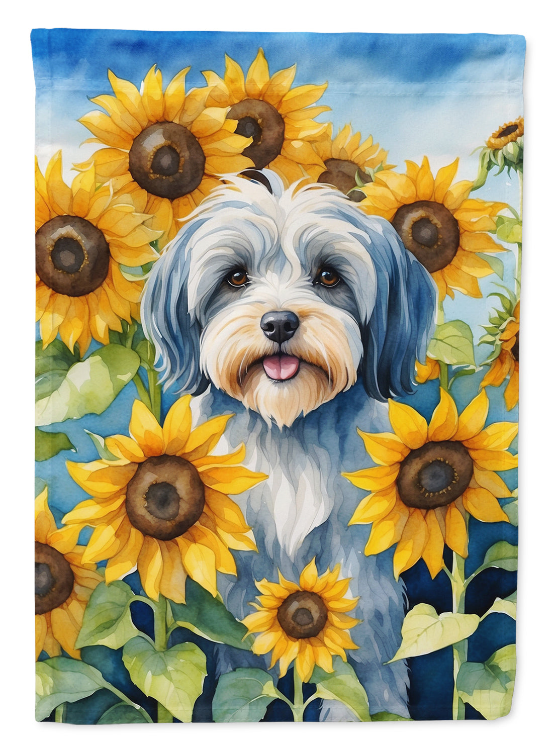 Buy this Tibetan Terrier in Sunflowers Garden Flag