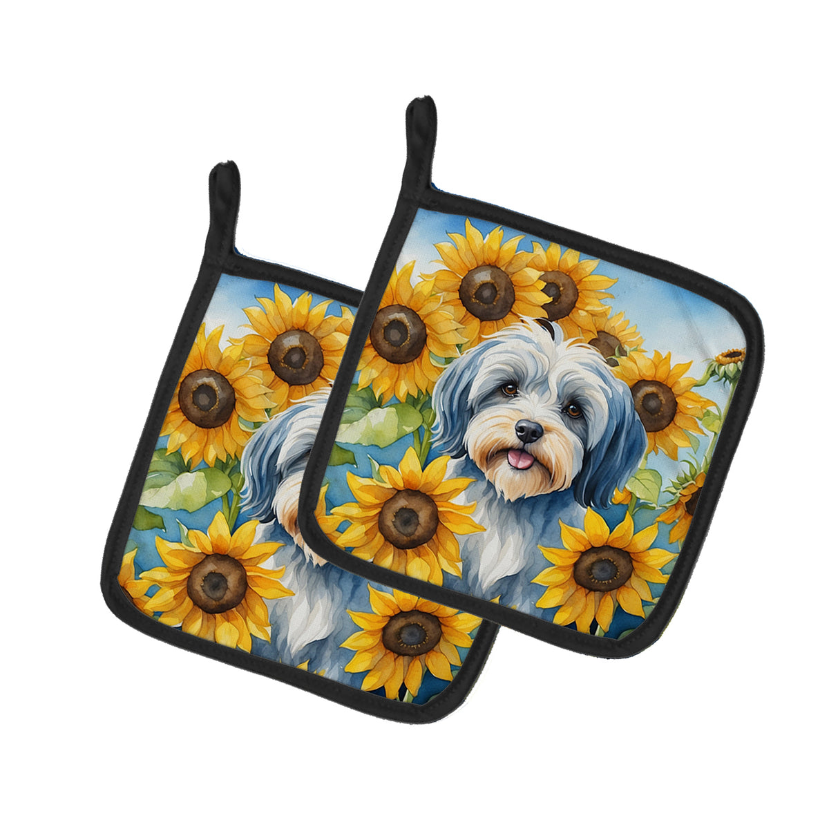 Buy this Tibetan Terrier in Sunflowers Pair of Pot Holders