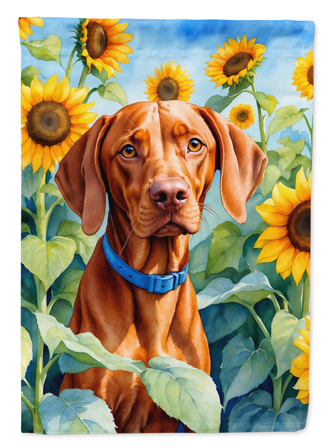 Buy this Vizsla in Sunflowers House Flag