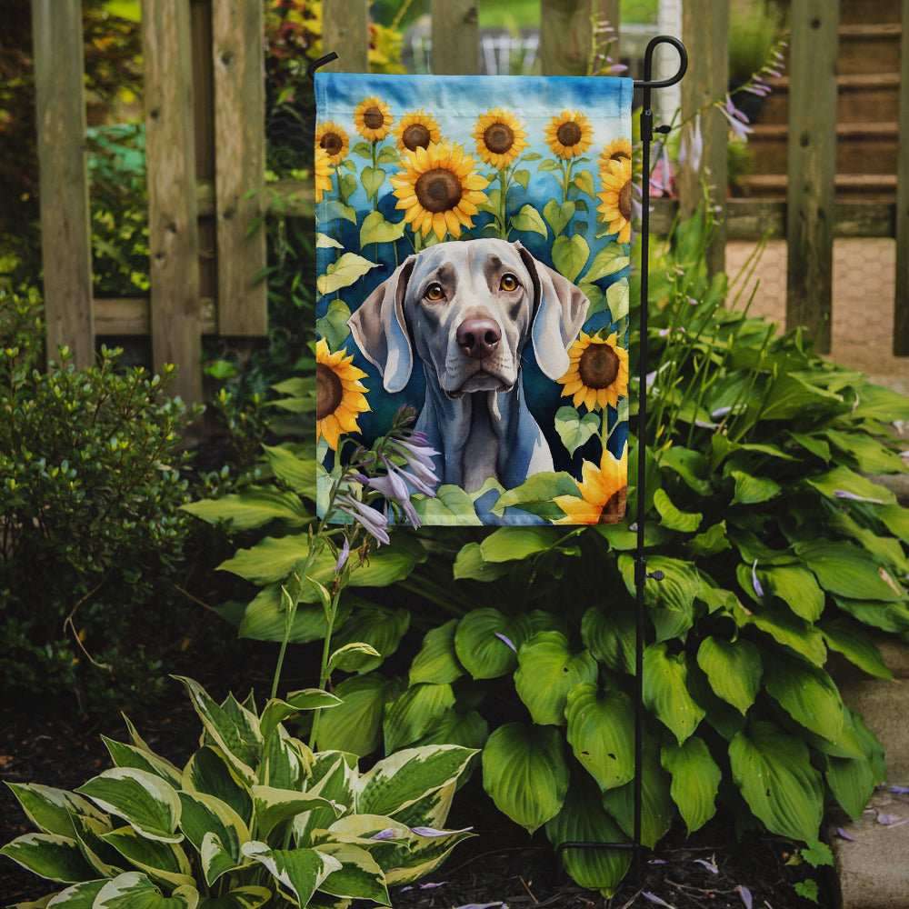 Weimaraner in Sunflowers Garden Flag