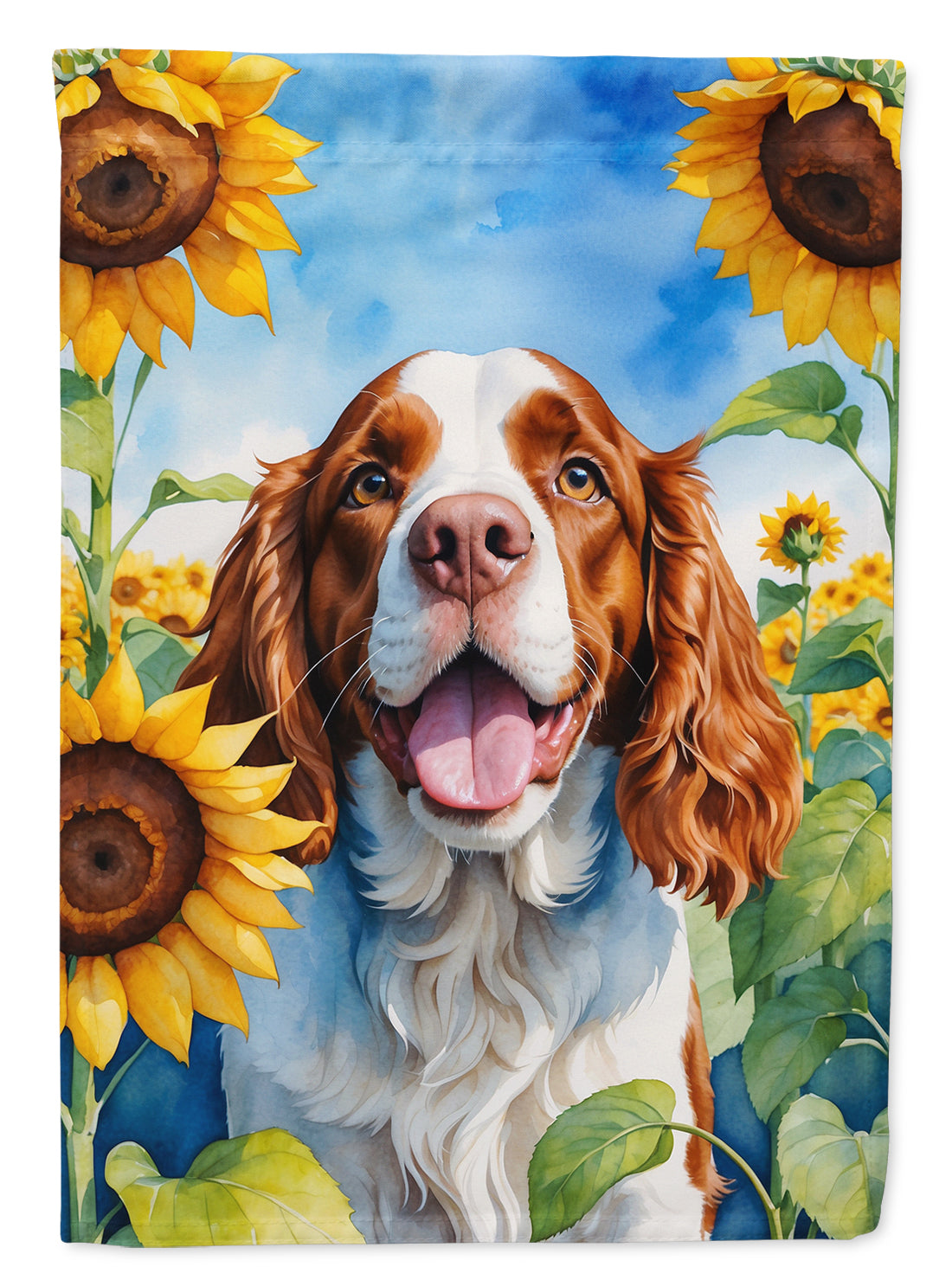 Buy this Welsh Springer Spaniel in Sunflowers House Flag