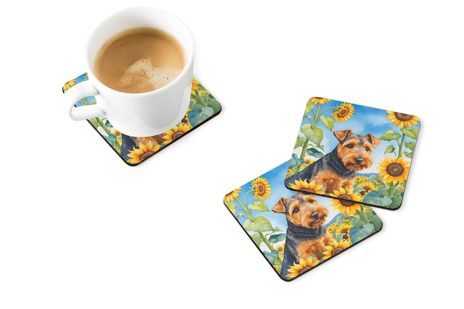 Buy this Welsh Terrier in Sunflowers Foam Coasters