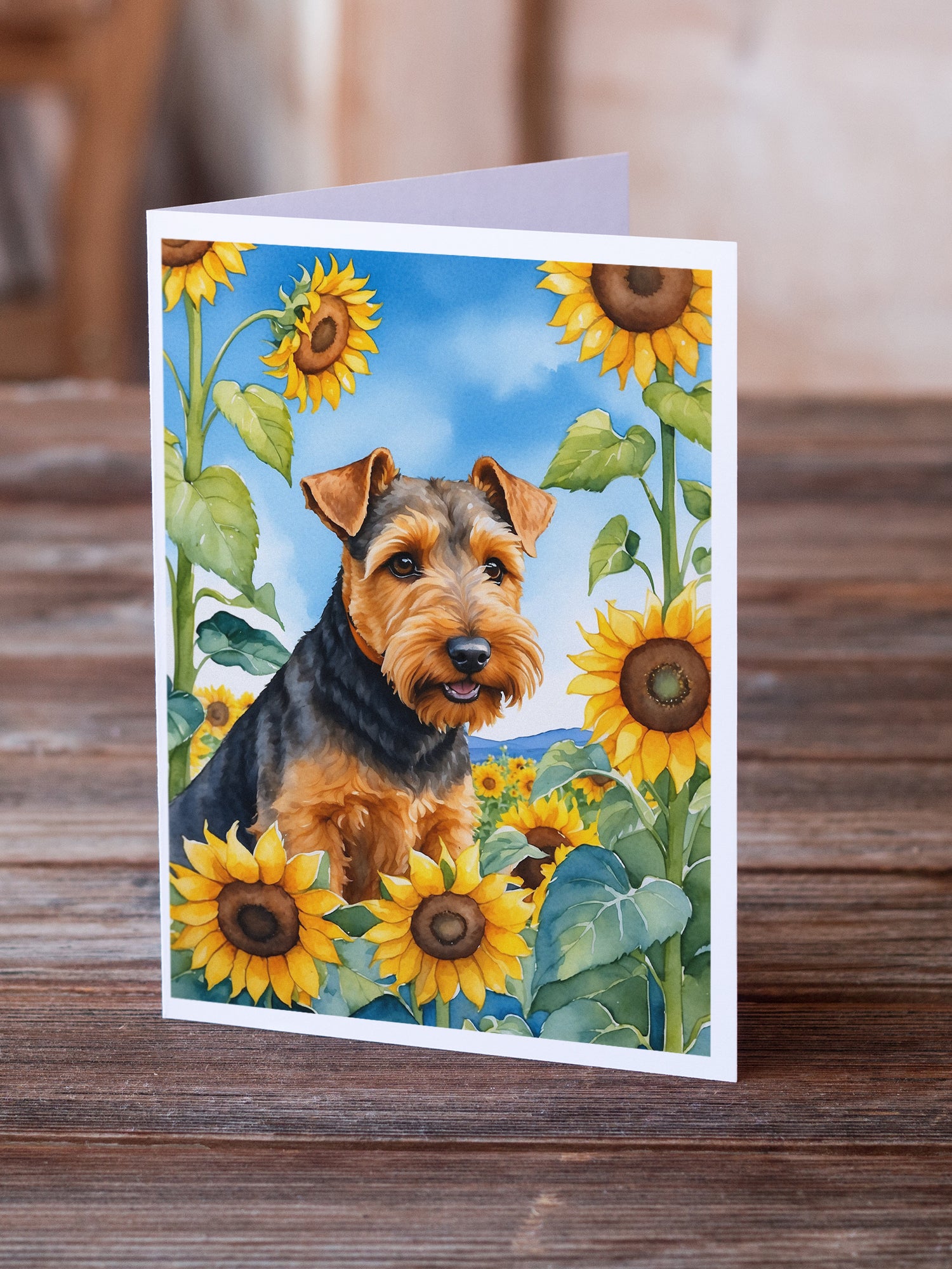 Buy this Welsh Terrier in Sunflowers Greeting Cards Pack of 8