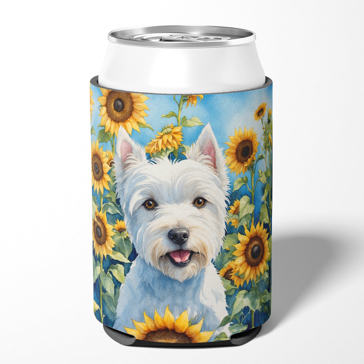 Westie in Sunflowers Can or Bottle Hugger