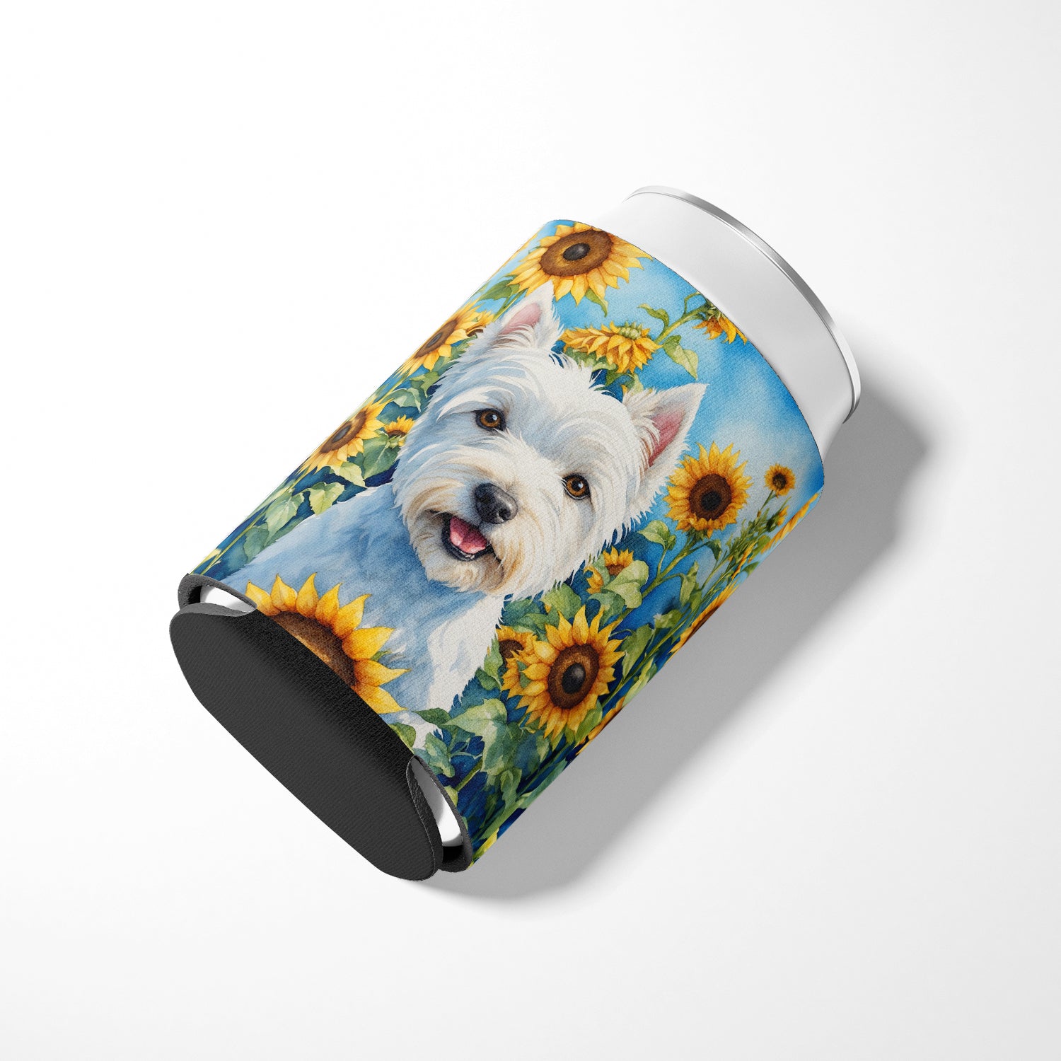 Westie in Sunflowers Can or Bottle Hugger