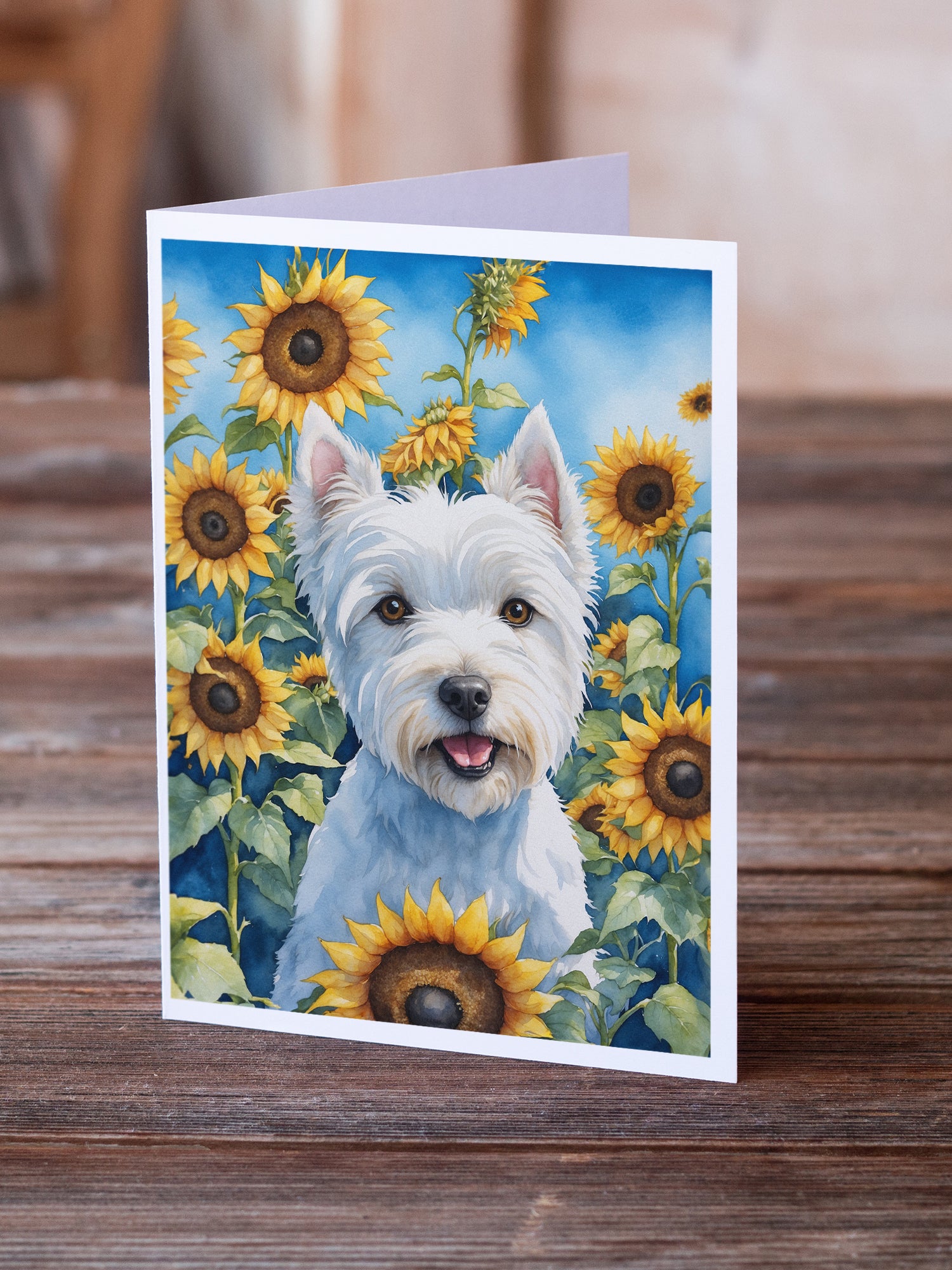 Buy this Westie in Sunflowers Greeting Cards Pack of 8