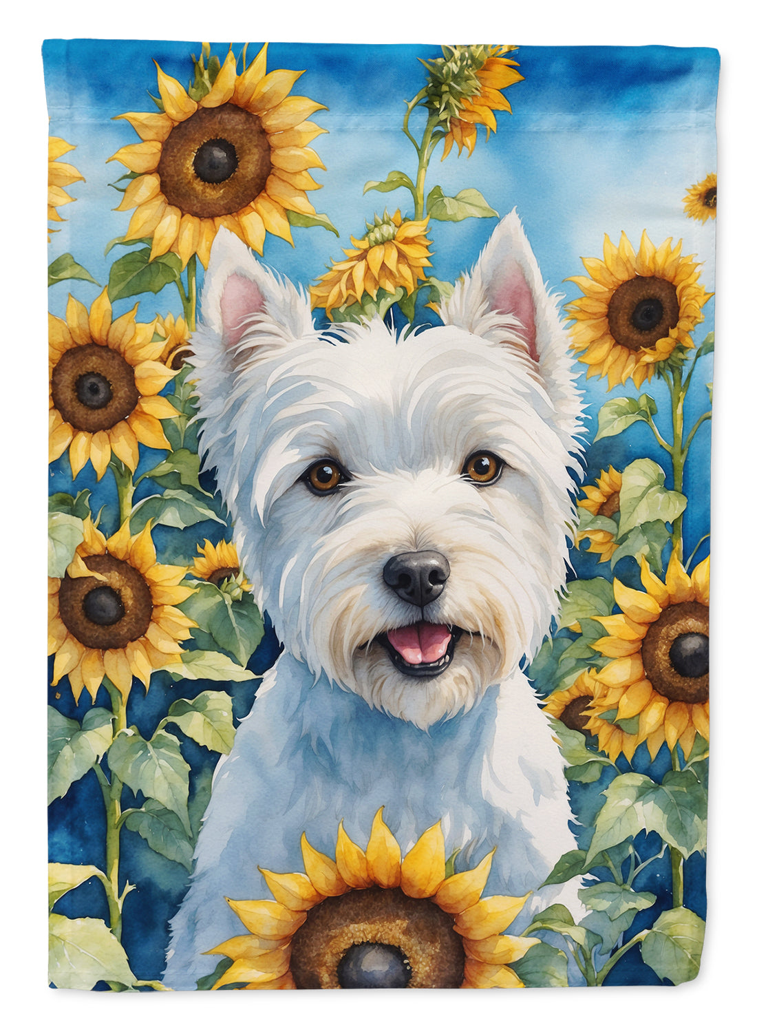 Buy this Westie in Sunflowers Garden Flag