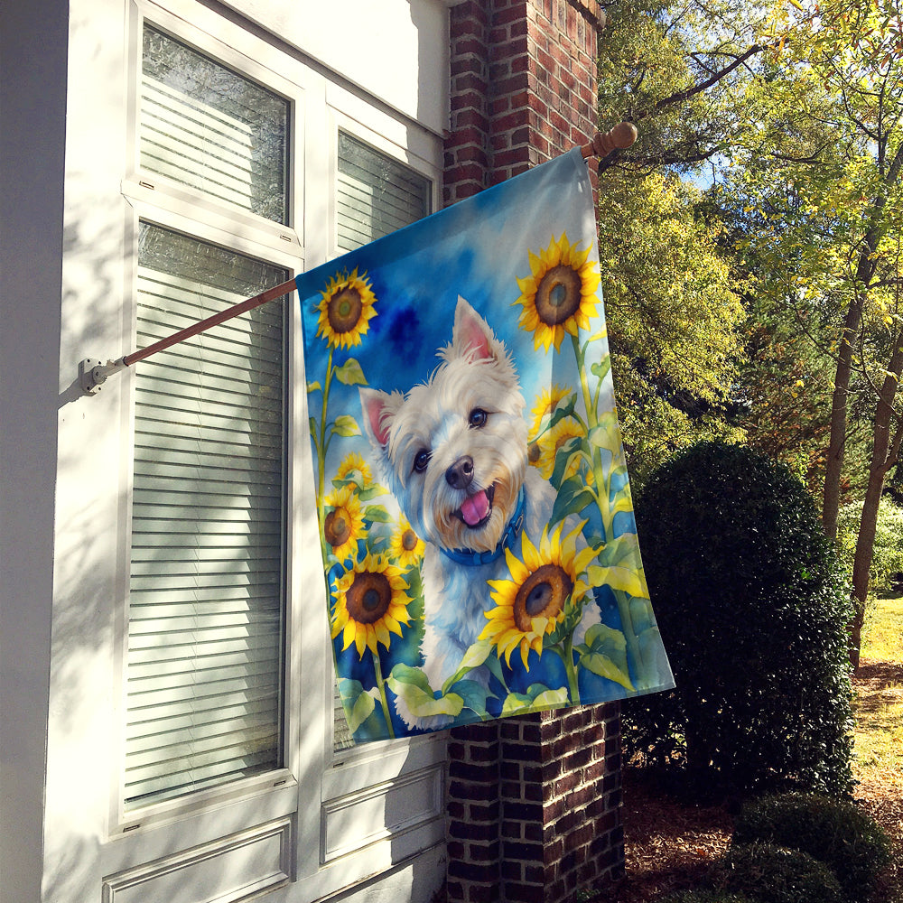 Buy this Westie in Sunflowers House Flag