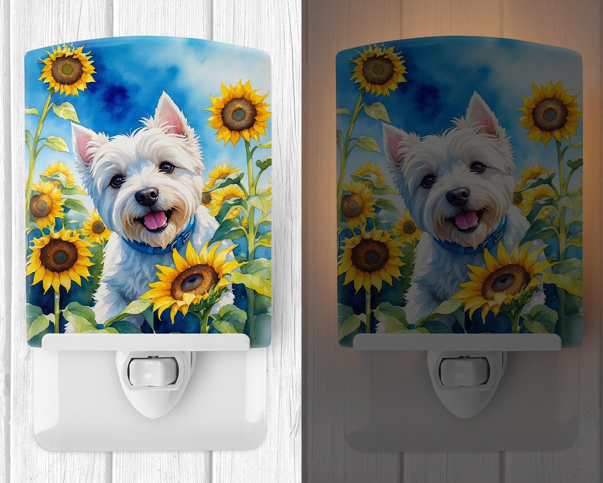 Buy this Westie in Sunflowers Ceramic Night Light