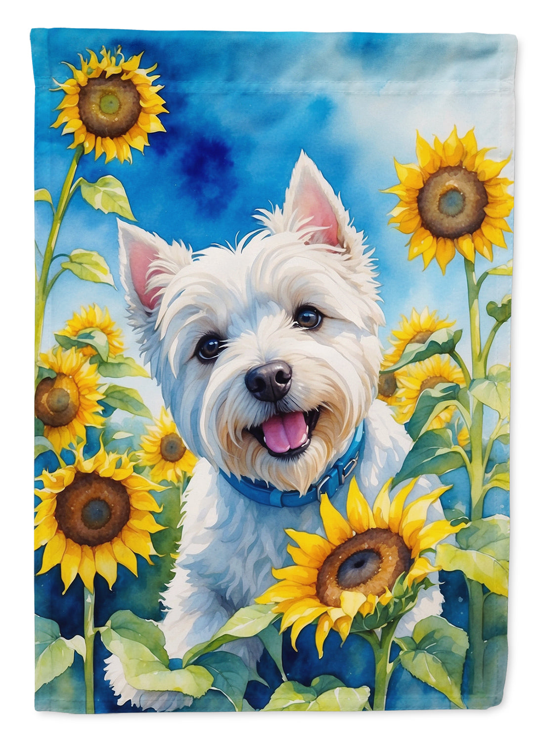 Buy this Westie in Sunflowers Garden Flag