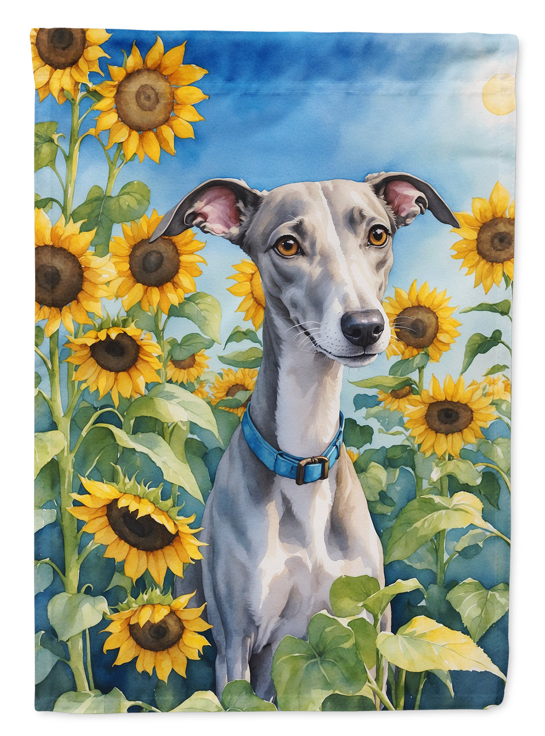 Buy this Whippet in Sunflowers Garden Flag