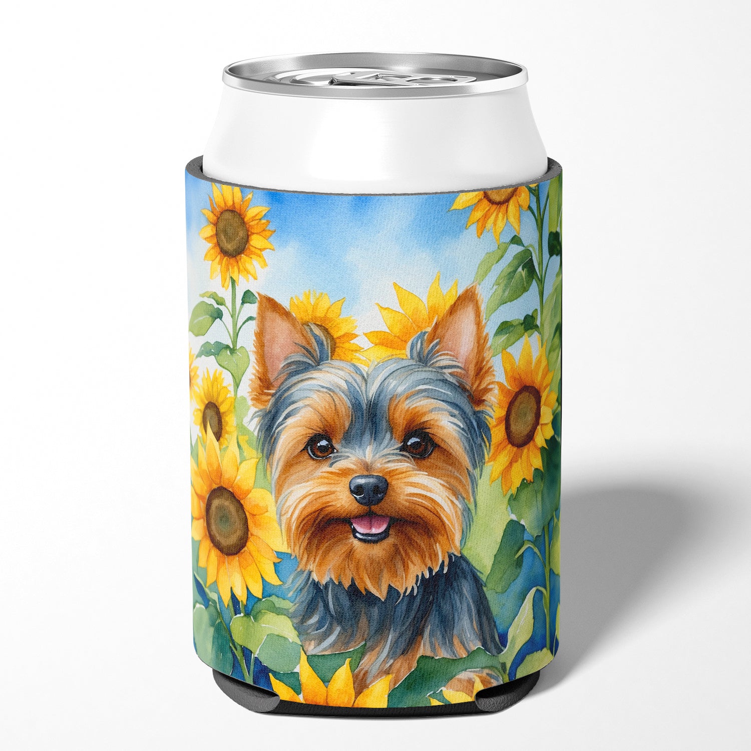 Yorkshire Terrier in Sunflowers Can or Bottle Hugger