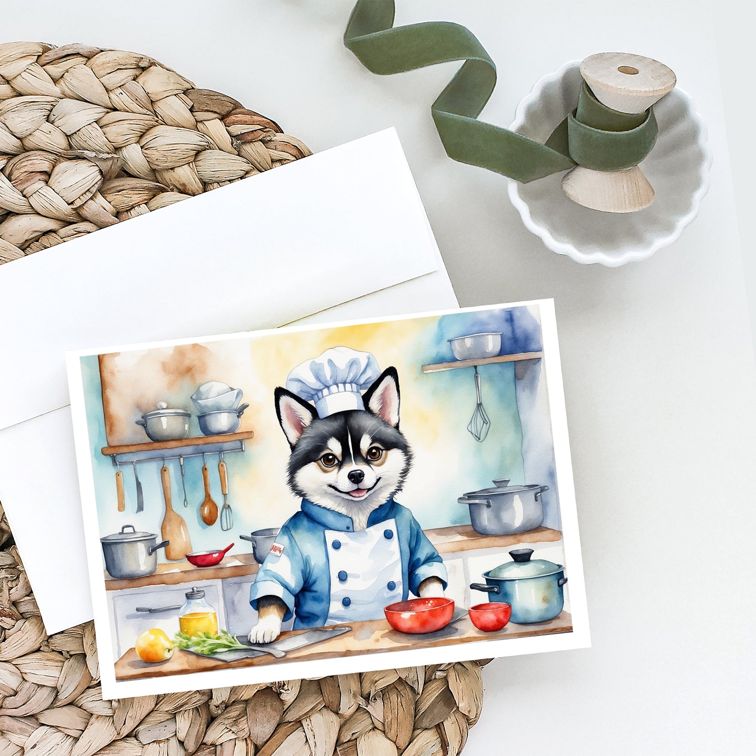 Buy this Alaskan Klee Kai The Chef Greeting Cards Pack of 8