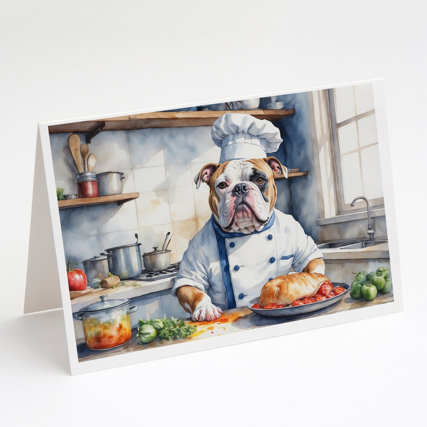 Buy this American Bulldog The Chef Greeting Cards Pack of 8