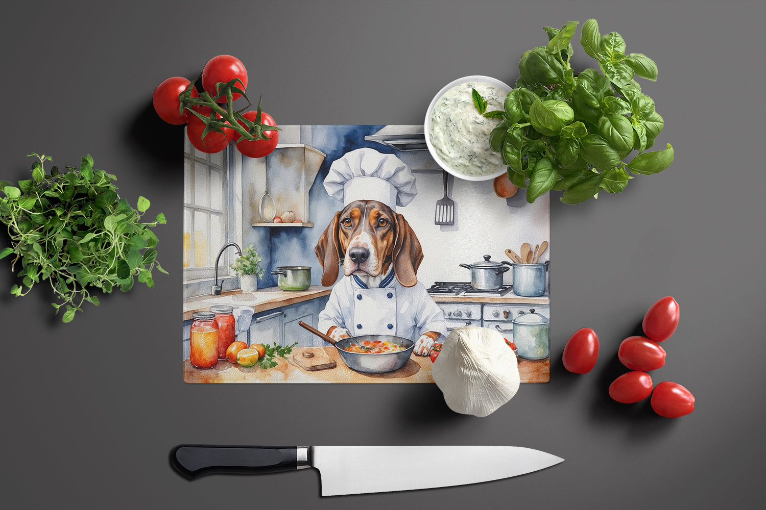 American English Coonhound The Chef Glass Cutting Board