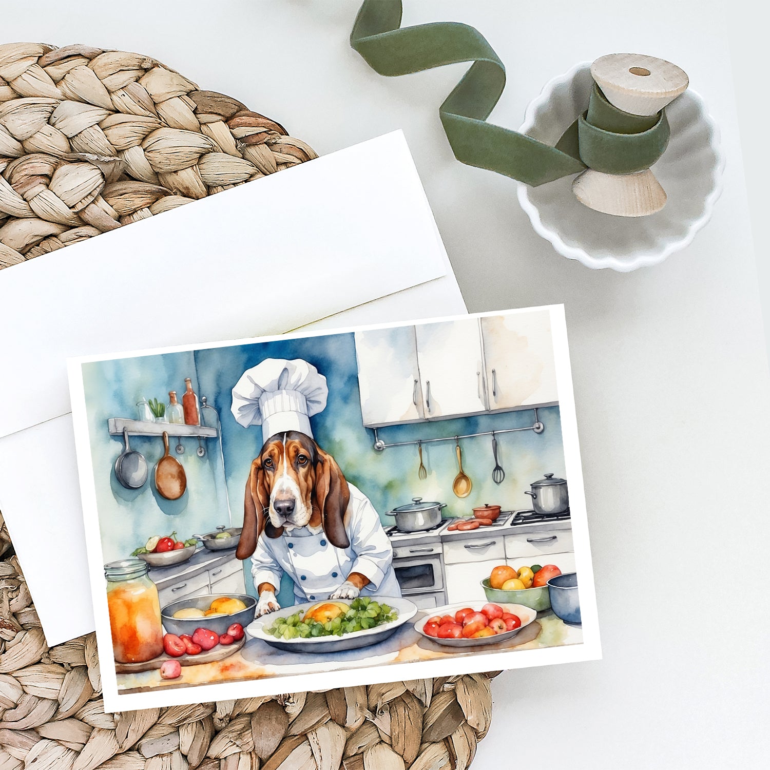 Buy this Basset Hound The Chef Greeting Cards Pack of 8